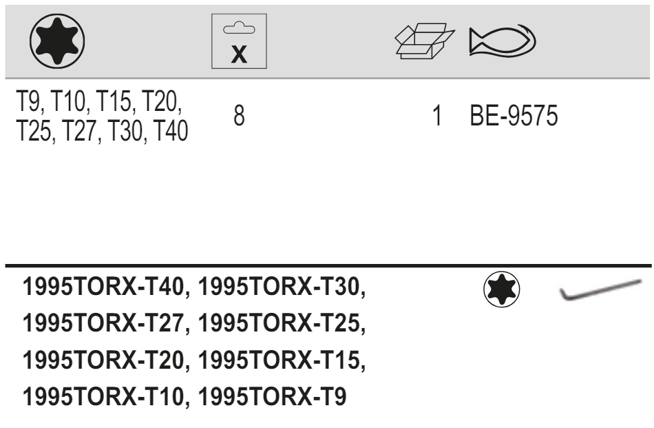 BAHCO BE-9575 TORX Hexagon Key Set with Phosphate Finish - 8 Pcs - Premium Hexagon Key Set from BAHCO - Shop now at Yew Aik.