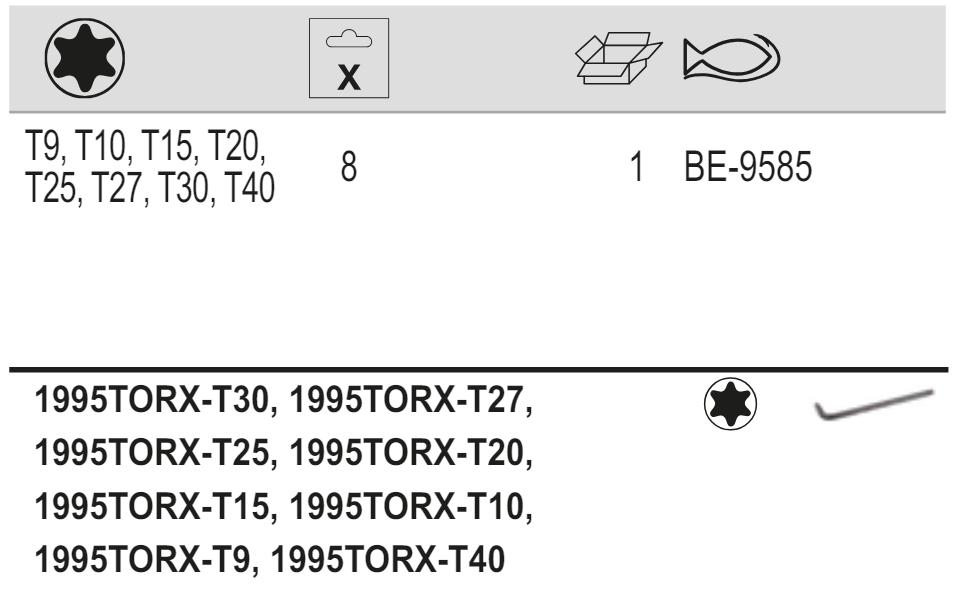 BAHCO BE-9585 Long TORX Hexagon Key Set Phosphate Finish - 8 Pcs - Premium Hexagon Key Set from BAHCO - Shop now at Yew Aik.
