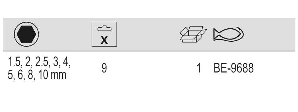 BAHCO BE-9688 Metric Long Ball End Hexagon Key Set - 9 Pcs - Premium Hexagon Key Set from BAHCO - Shop now at Yew Aik.