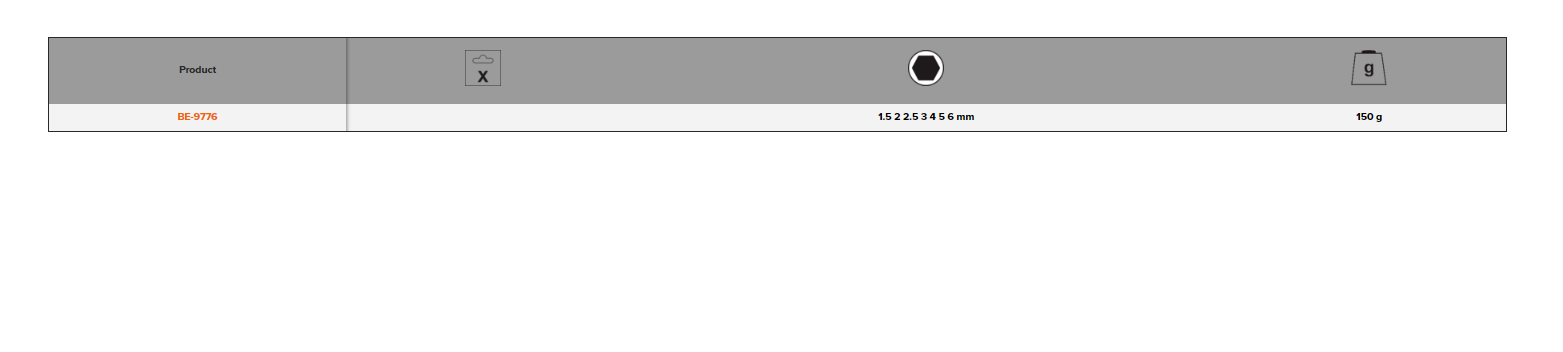 BAHCO BE-9776 Metric Hex Folding L-Key Set 1.5 mm-6 mm - 7 Pcs - Premium Hex Folding L-Key Set from BAHCO - Shop now at Yew Aik.