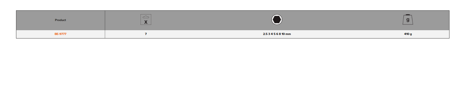 BAHCO BE-9777 Metric Hex Folding L-Key Set 2.5 mm-10 mm - 7 Pcs - Premium Hex Folding L-Key Set from BAHCO - Shop now at Yew Aik.