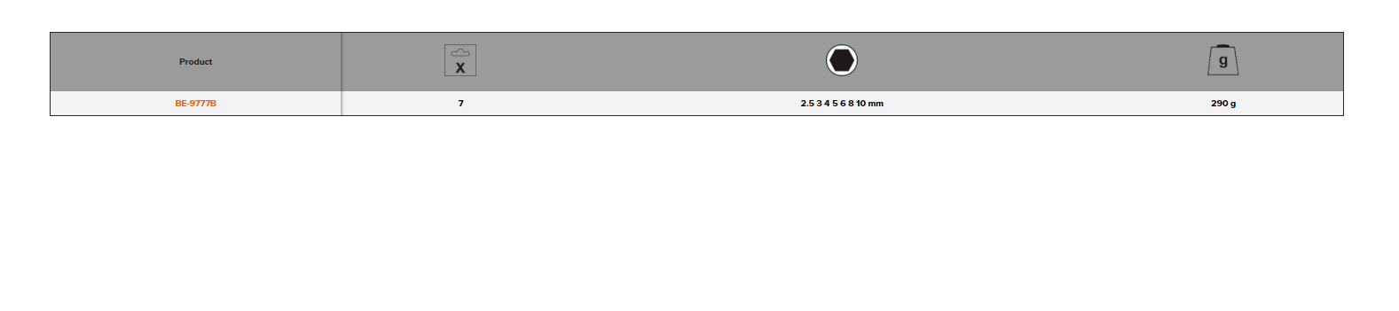 BAHCO BE-9777B Metric Hex Folding L-Key Set - 7 Pcs - Premium Hex Folding L-Key Set from BAHCO - Shop now at Yew Aik.