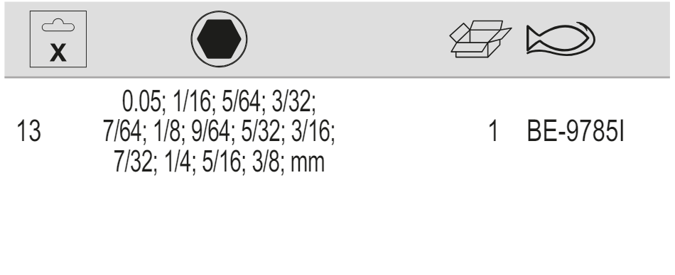 BAHCO BE-9785i Imperial Stainless Steel Hexagon Key Set - 13 Pcs - Premium Hexagon Key Set from BAHCO - Shop now at Yew Aik.