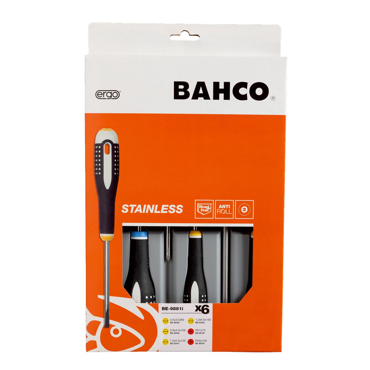 BAHCO BE-9881i Slotted/Phillips Screwdriver Set - 6 Pcs - Premium Screwdriver Set from BAHCO - Shop now at Yew Aik.