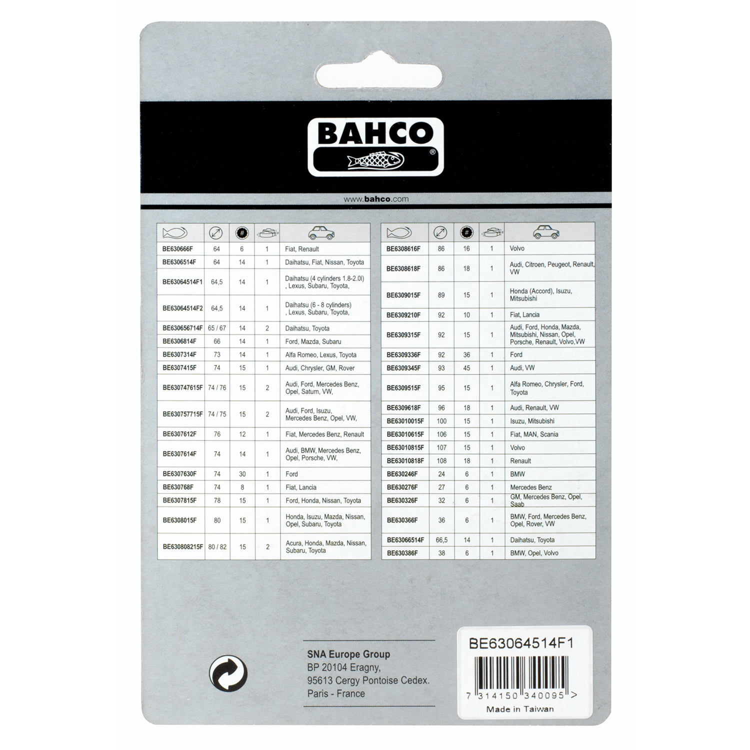 BAHCO BE63064514F2 Oil Filter Wrench Cylinders 2.5 to 5.7 Litre - Premium Filter Wrench from BAHCO - Shop now at Yew Aik.