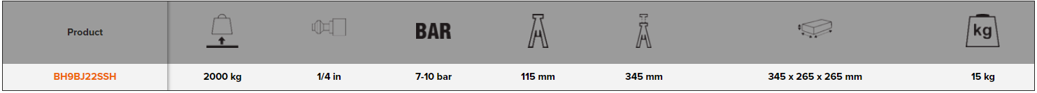 BAHCO BH9BJ22SSH 2 Step Balloon Jacks Lifting Equipment - Premium Lifting Equipment from BAHCO - Shop now at Yew Aik.