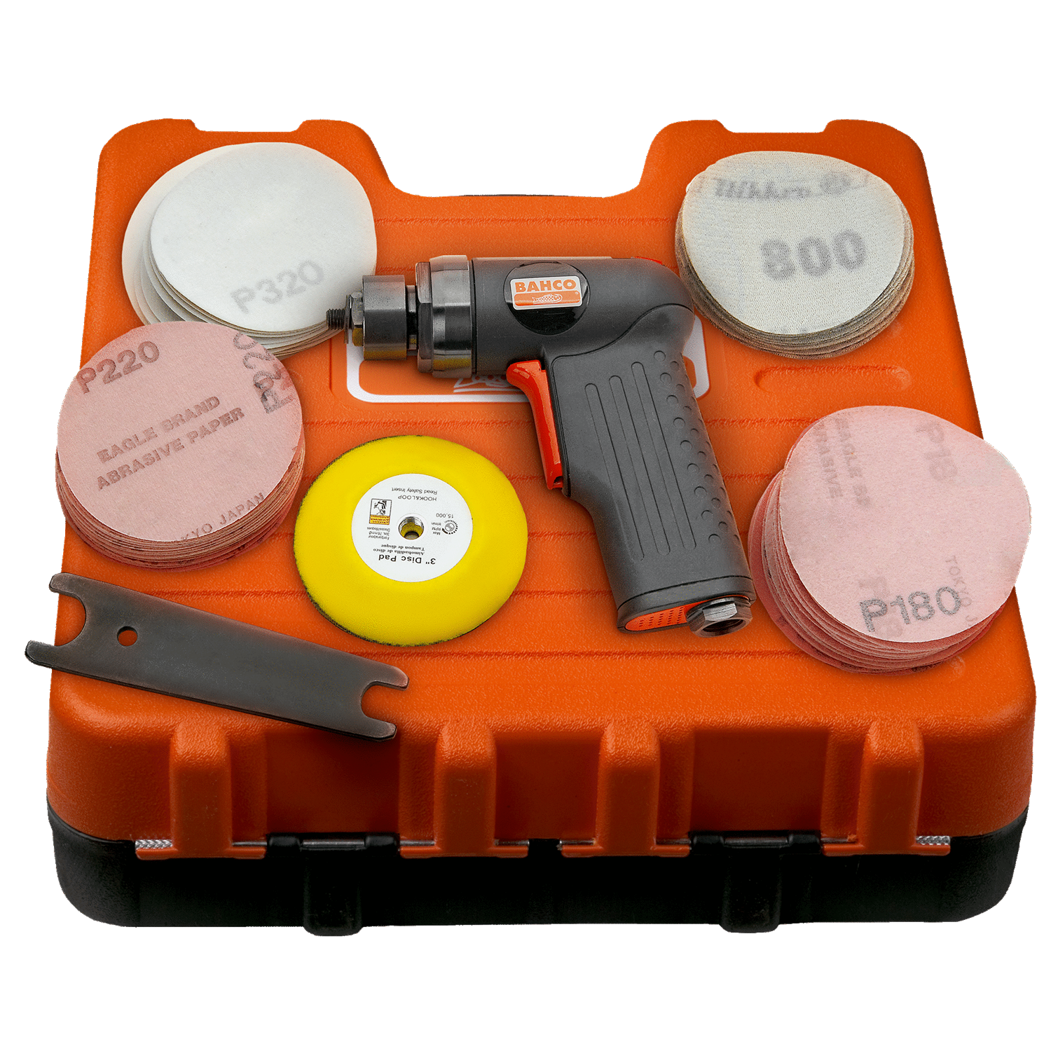 BAHCO BP204K Pistol-Grip Air Sander Set - 71 Pcs (BAHCO Tools) - Premium Air Sander Set from BAHCO - Shop now at Yew Aik.