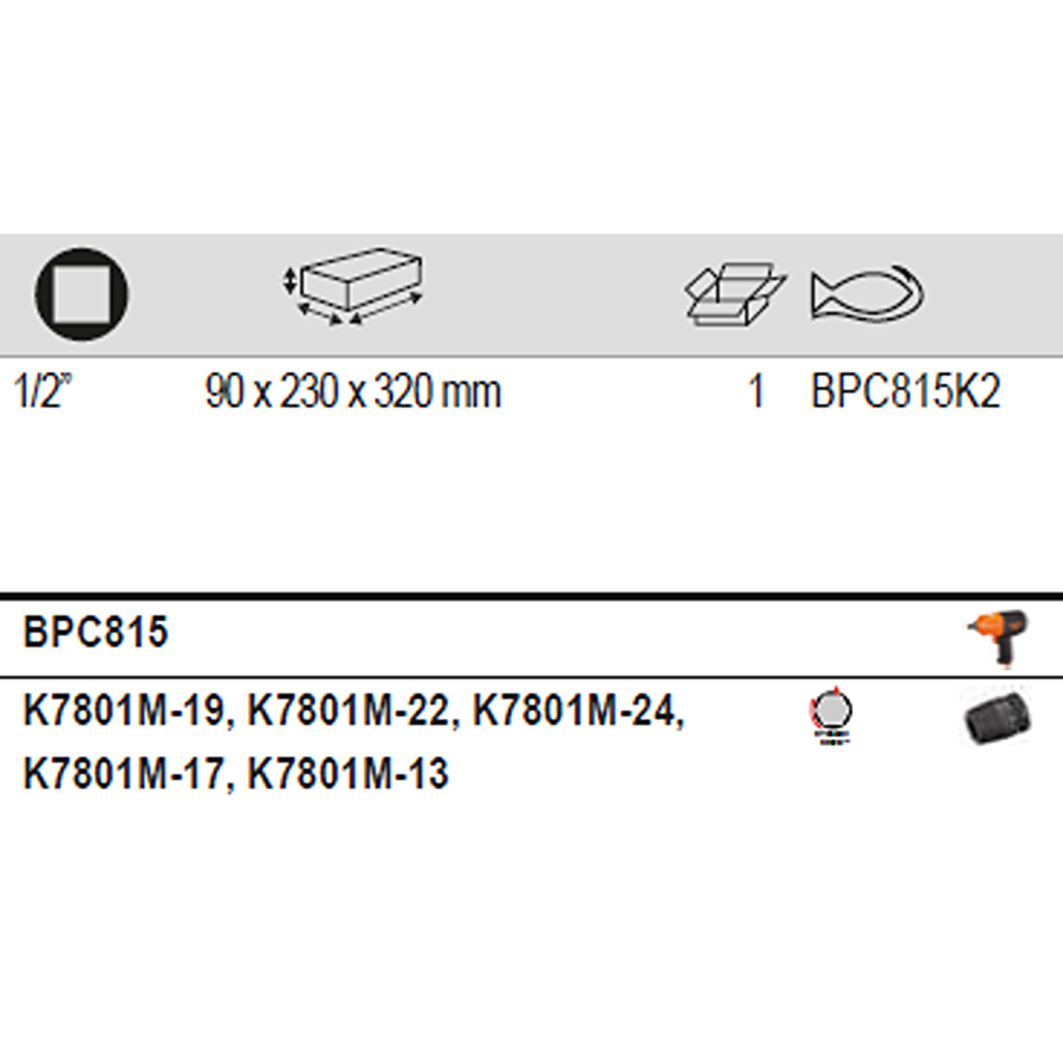 BAHCO BPC815K2 1/2" Impact Wrench Set with 5 Metric Sockets - Premium 1/2" Impact Wrench Set from BAHCO - Shop now at Yew Aik.
