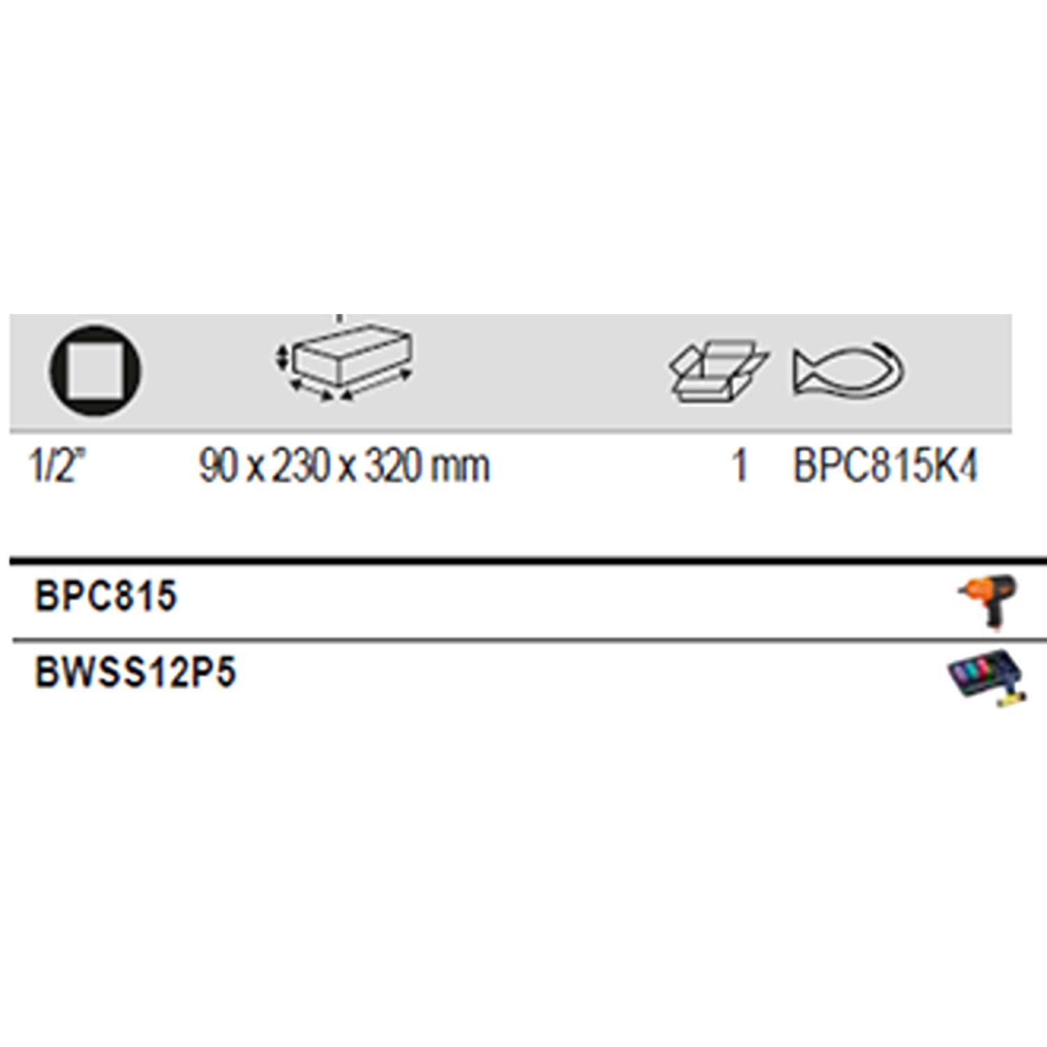 BAHCO BPC815K4 1/2" Impact Wrench Set with 5 Wheel Metric Sockets - Premium 1/2" Impact Wrench Set from BAHCO - Shop now at Yew Aik.