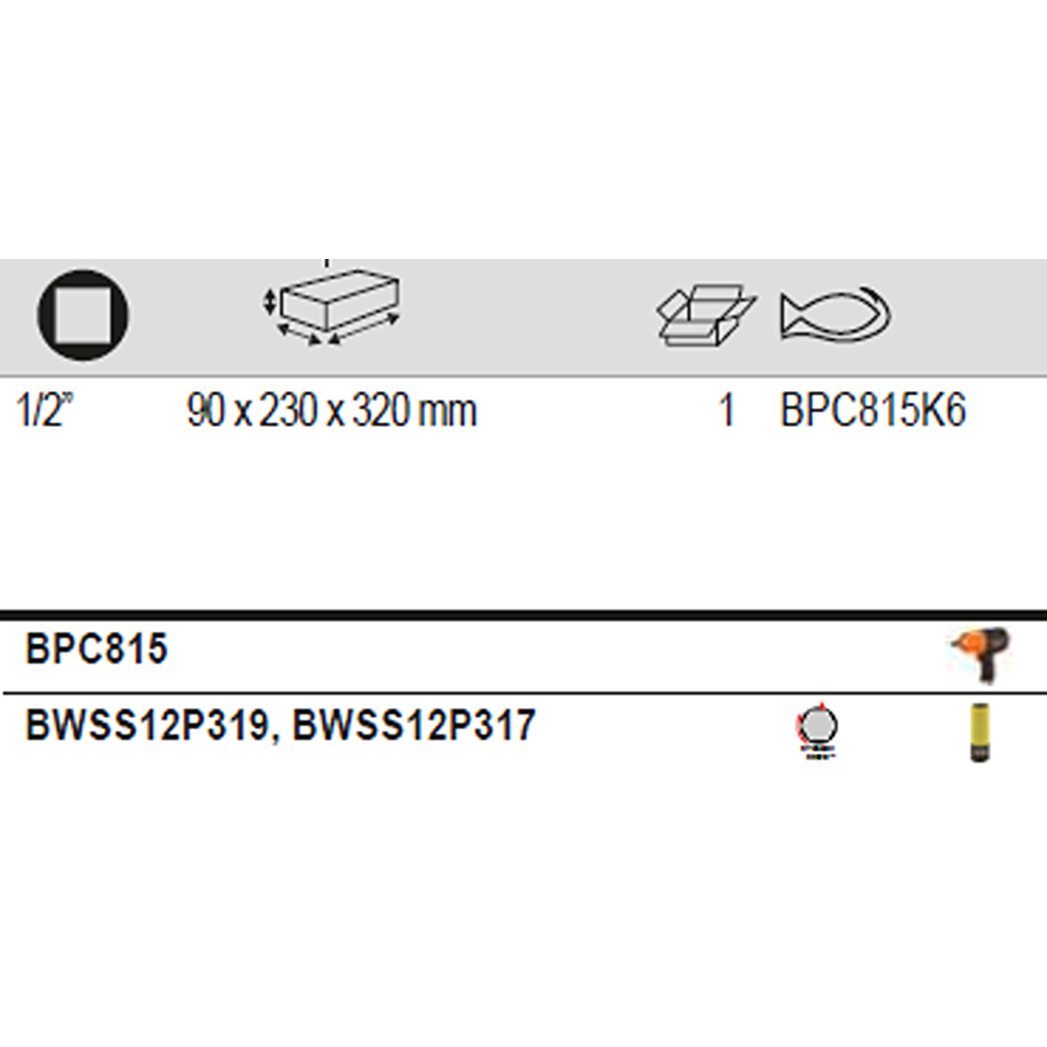 BAHCO BPC815K6 1/2" Impact Wrench Set with 2 Wheel Metric Sockets - Premium 1/2" Impact Wrench Set from BAHCO - Shop now at Yew Aik.
