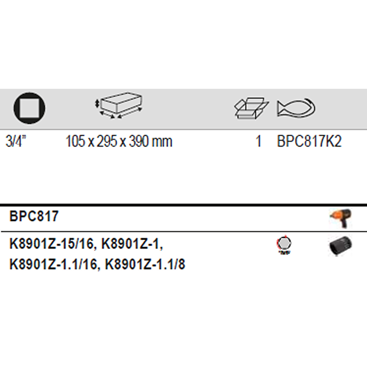 BAHCO BPC817K2 3/4” Square Drive Impact Wrench Set 4 Imperial - Premium Impact Wrench from BAHCO - Shop now at Yew Aik.