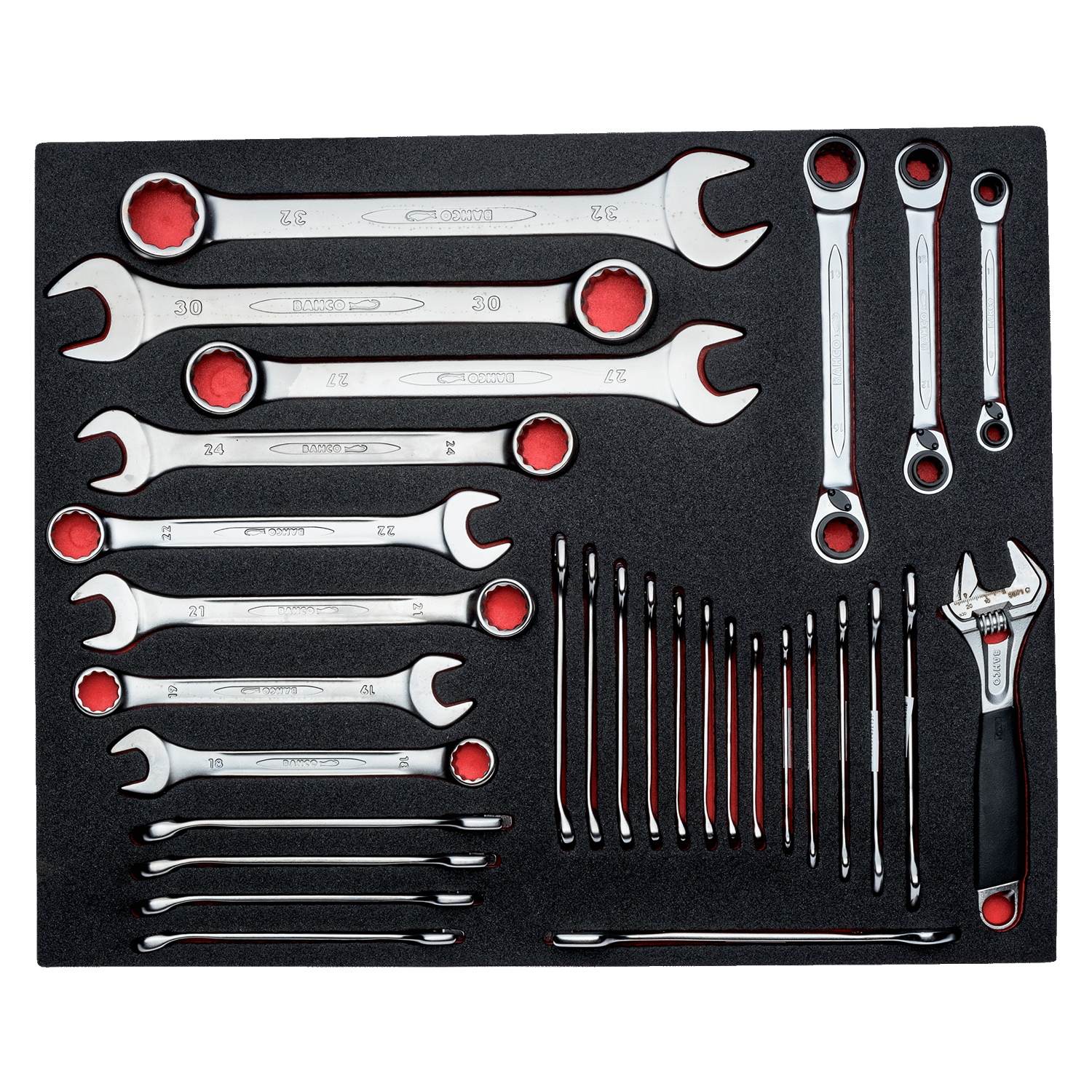 BAHCO FF1A04 Fit&Go 3/3 Foam Inlay Adjustable Wrench Set 30 Pcs - Premium Adjustable Wrench Set from BAHCO - Shop now at Yew Aik.