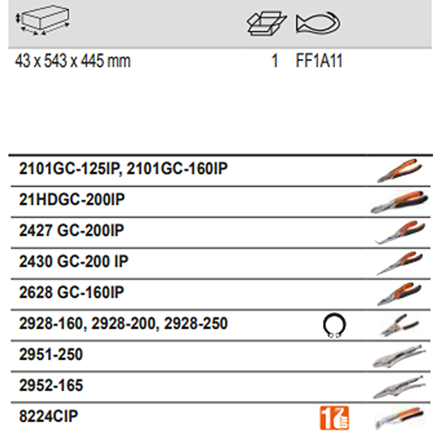 BAHCO FF1A11 Fit&Go 3/3 Foam Inlay Pliers Set - 16 Pcs - Premium Pliers Set from BAHCO - Shop now at Yew Aik.