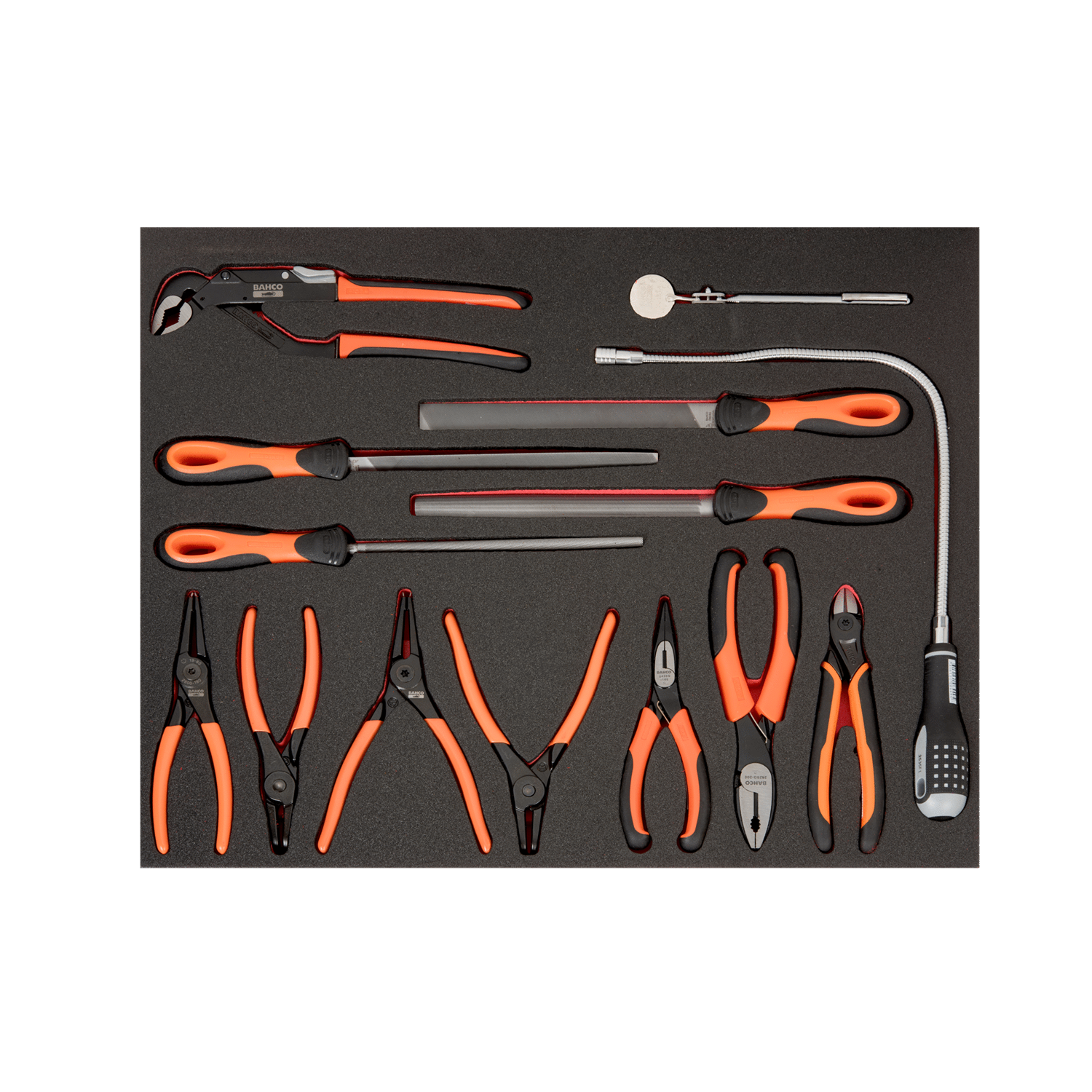 BAHCO FF1A118 Fit&Go 3/3 Foam Inlay Pliers and File Set - 14 Pcs - Premium Pliers and File Set from BAHCO - Shop now at Yew Aik.