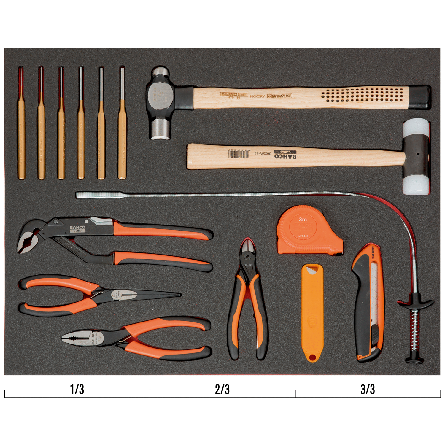 BAHCO FF1A127 Fit&Go 3/3 Foam Inlay Striking and Cutting Tool set - Premium Striking and Cutting Tool Set from BAHCO - Shop now at Yew Aik.