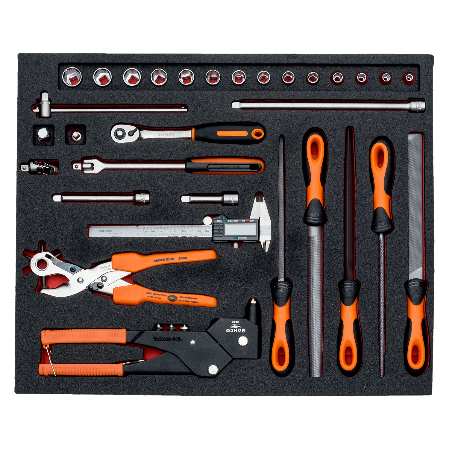 BAHCO FF1A132 Fit&Go 3/3 Foam Inlay Mixed Sockets/File Set-31 Pcs - Premium File Set from BAHCO - Shop now at Yew Aik.