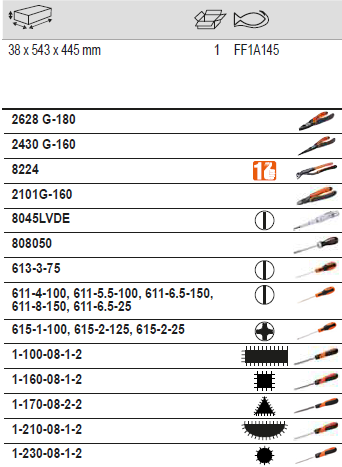 BAHCO FF1A145 Fit&Go 3/3 Foam Inlay Screwdriver Pliers Set 20 Pcs - Premium Pliers Set from BAHCO - Shop now at Yew Aik.