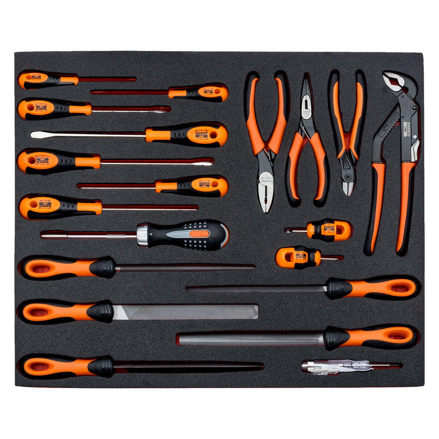 BAHCO FF1A145 Fit&Go 3/3 Foam Inlay Screwdriver Pliers Set 20 Pcs - Premium Pliers Set from BAHCO - Shop now at Yew Aik.