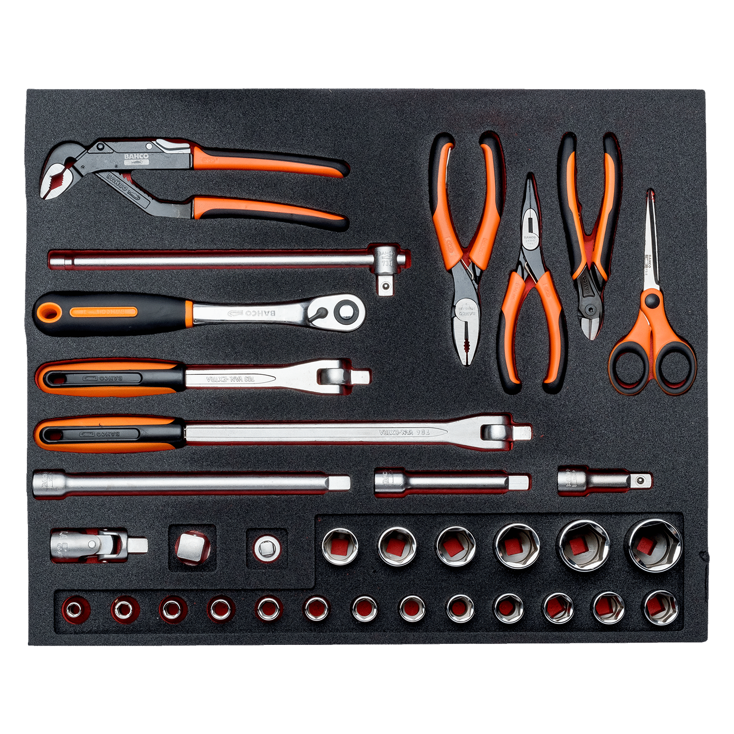 BAHCO FF1A146 Fit&Go 3/3 Foam Inlay 1/2 Socket/Pliers Set 34 Pcs - Premium Pliers Set from BAHCO - Shop now at Yew Aik.