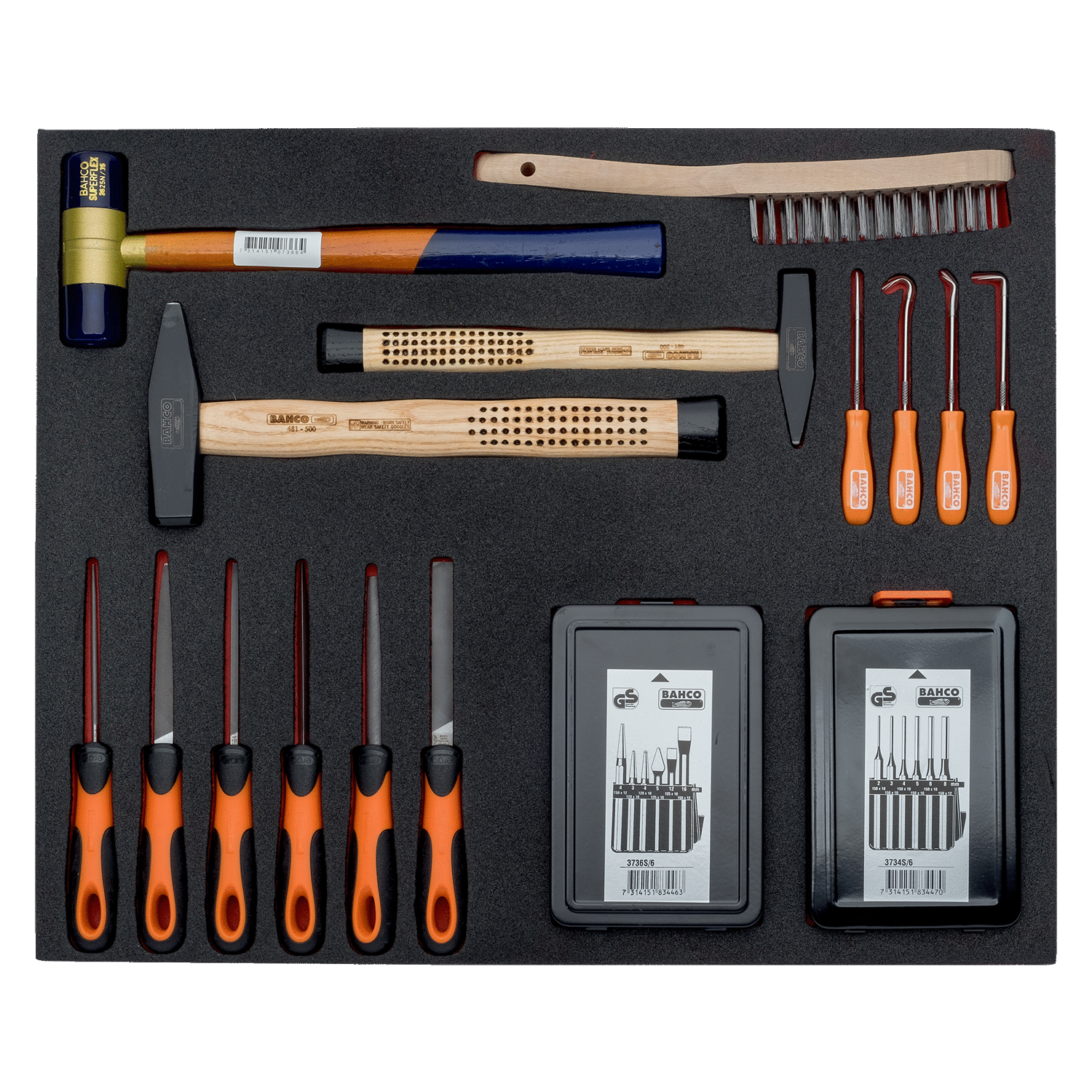 BAHCO FF1A18 Fit&Go 3/3 Foam Inlay Striking/File Set - 24 Pcs - Premium Striking/File Set from BAHCO - Shop now at Yew Aik.