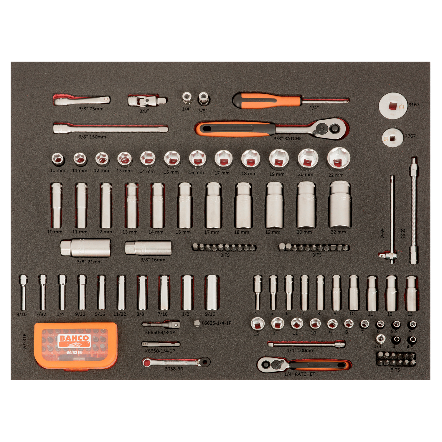 BAHCO FF1A195LM Fit&Go 3/3 Foam Socket and Screwdriver Bit Set - Premium Socket and Screwdriver Bit Set from BAHCO - Shop now at Yew Aik.