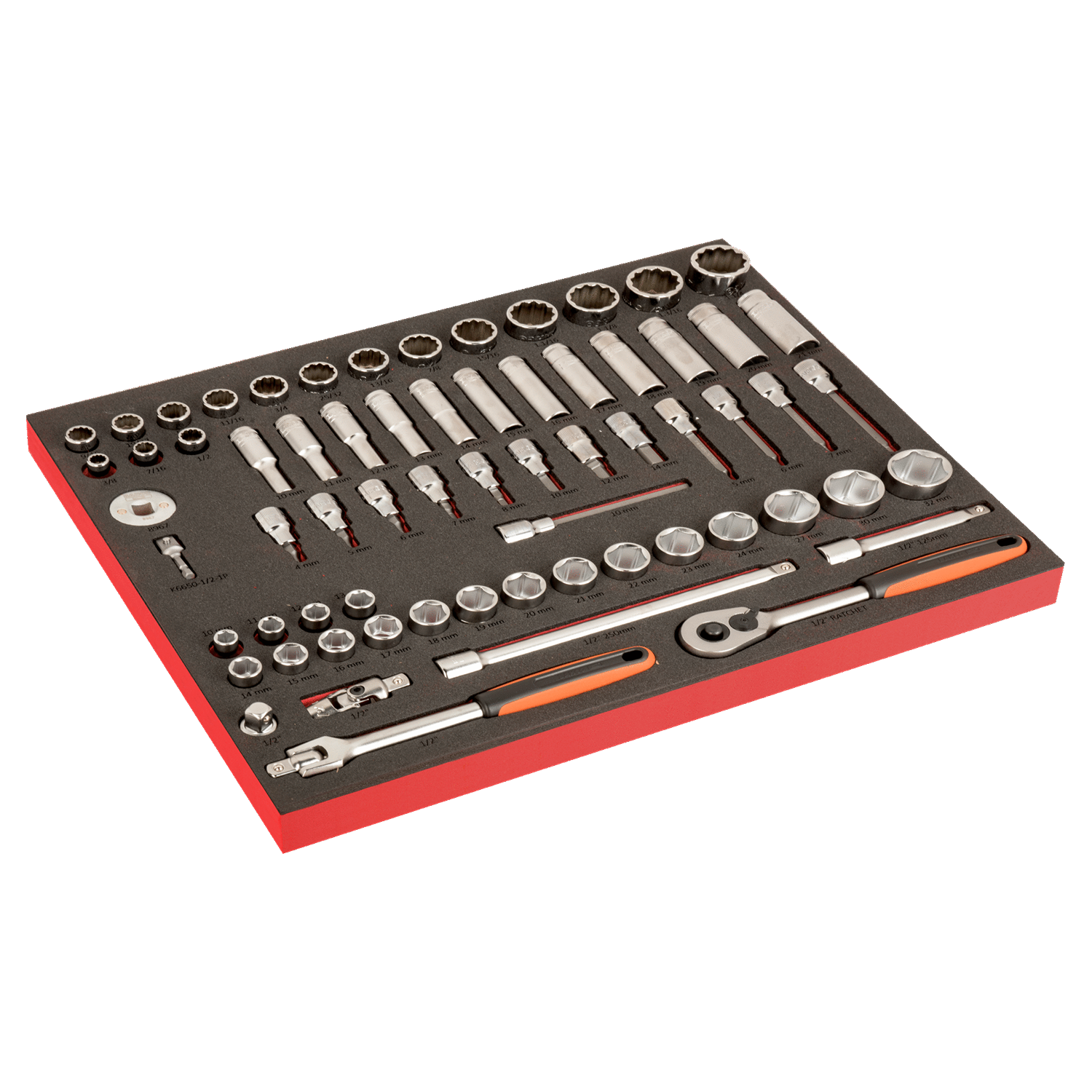 BAHCO FF1A196LM Fit&Go 3/3 Foam Laser Marked Inlay 1/2 Socket Set - Premium Socket Set from BAHCO - Shop now at Yew Aik.