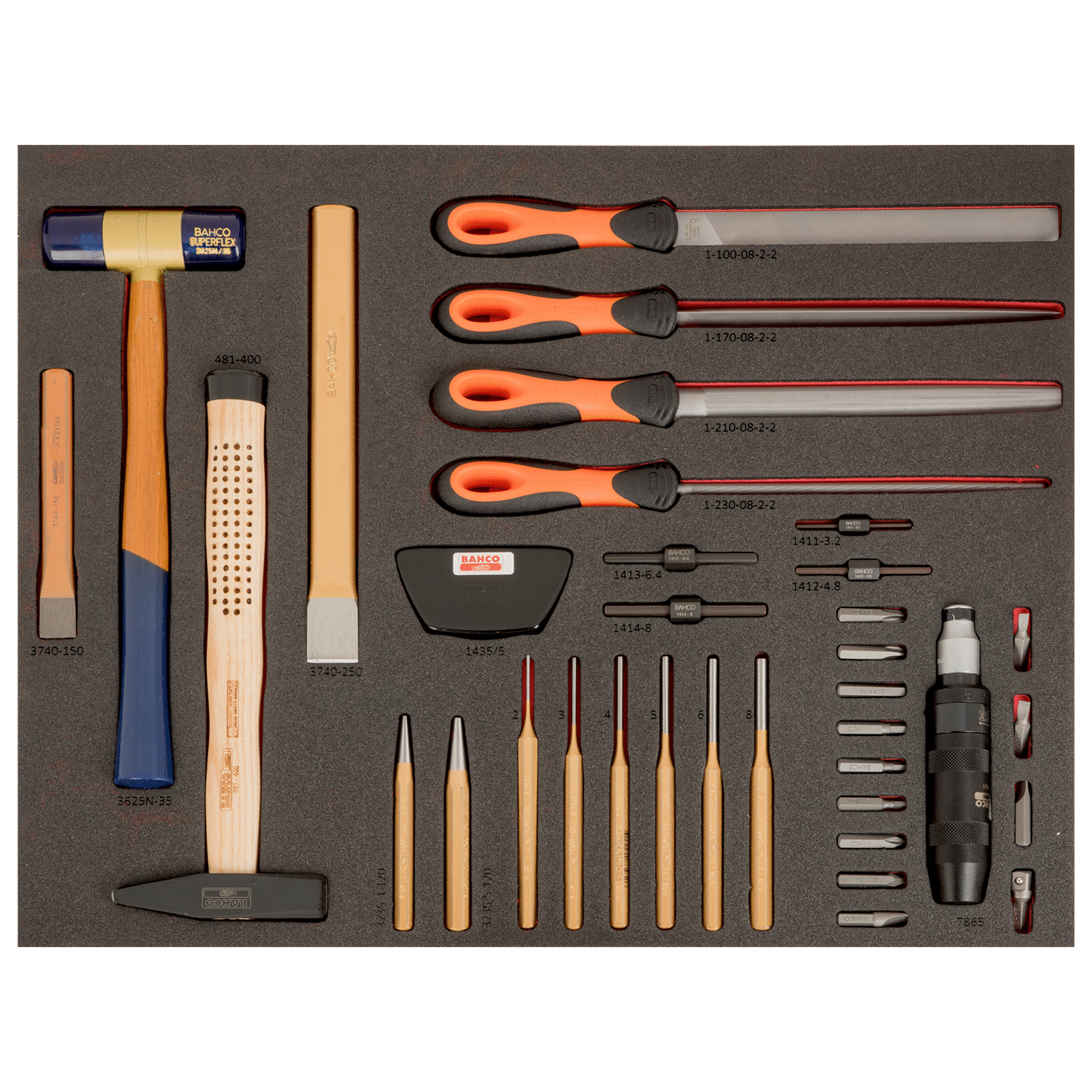 BAHCO FF1A204LM Fit&Go 3/3 Foam Marked Inlay Striking & Files - Premium Striking & Files from BAHCO - Shop now at Yew Aik.