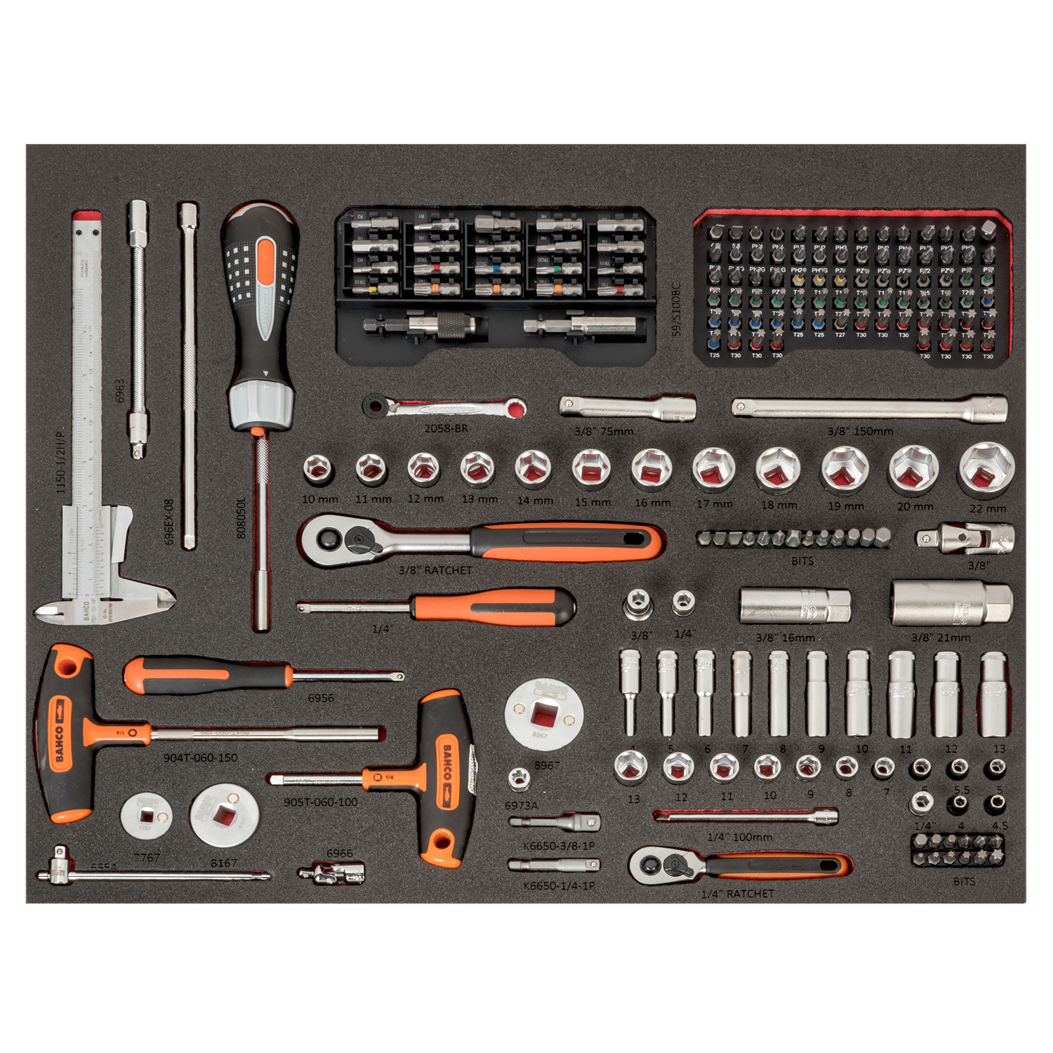 BAHCO FF1A207LM Fit&Go 3/3 Foam Laser Marked Inlay & Socket Set - Premium Socket Set from BAHCO - Shop now at Yew Aik.