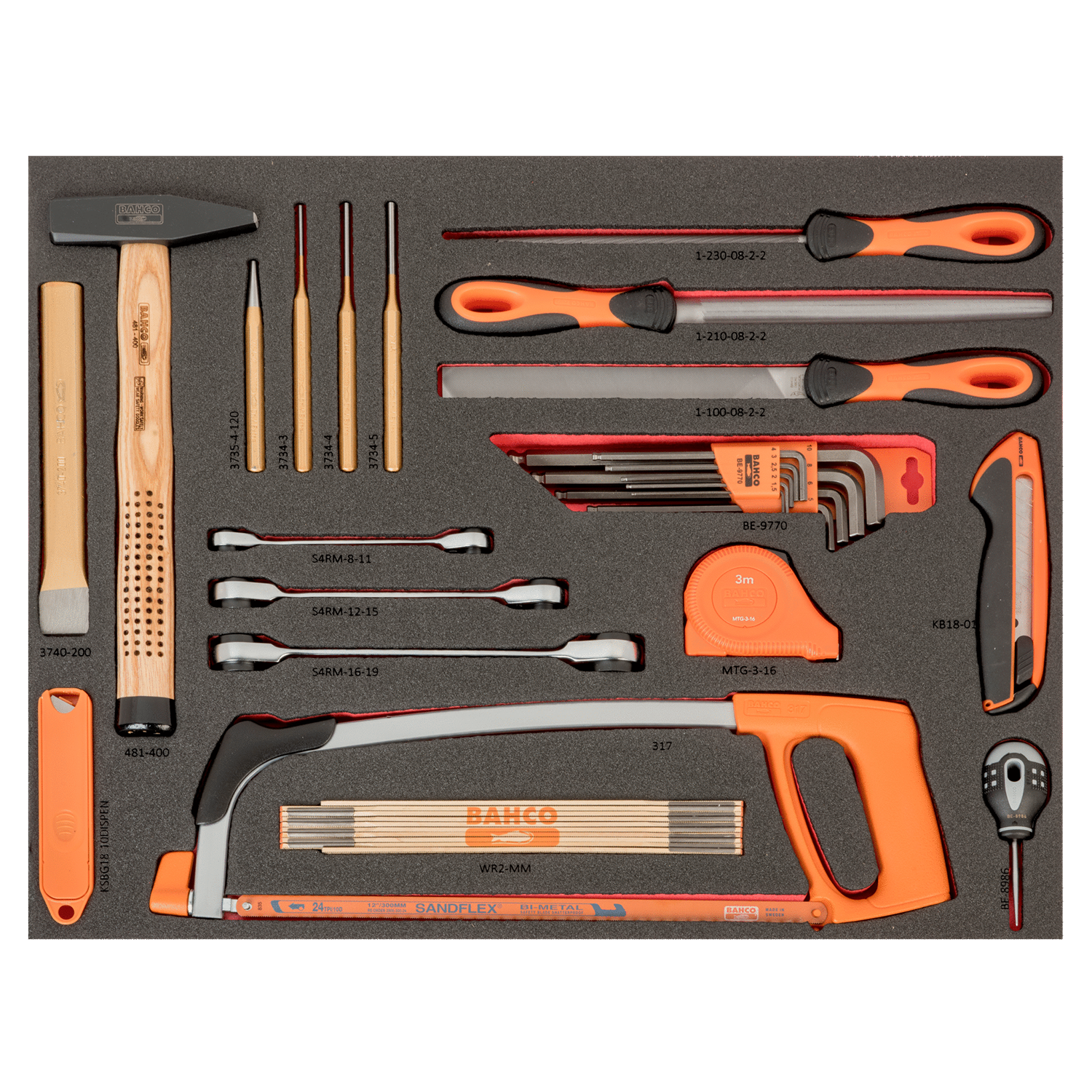 BAHCO FF1A216LM Fit&Go 3/3Foam Inlay Laser Marked Cutting& L-Keys - Premium Foam Inlay from BAHCO - Shop now at Yew Aik.