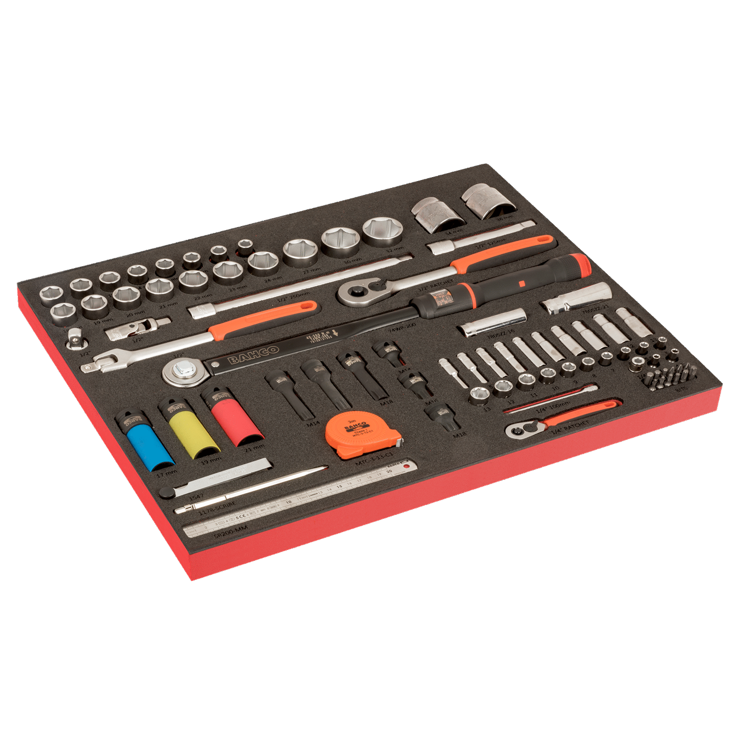 BAHCO FF1A218LM Fit&Go 3/3 Foam Laser Marked & 1/4” Socket Set - Premium Socket Set from BAHCO - Shop now at Yew Aik.