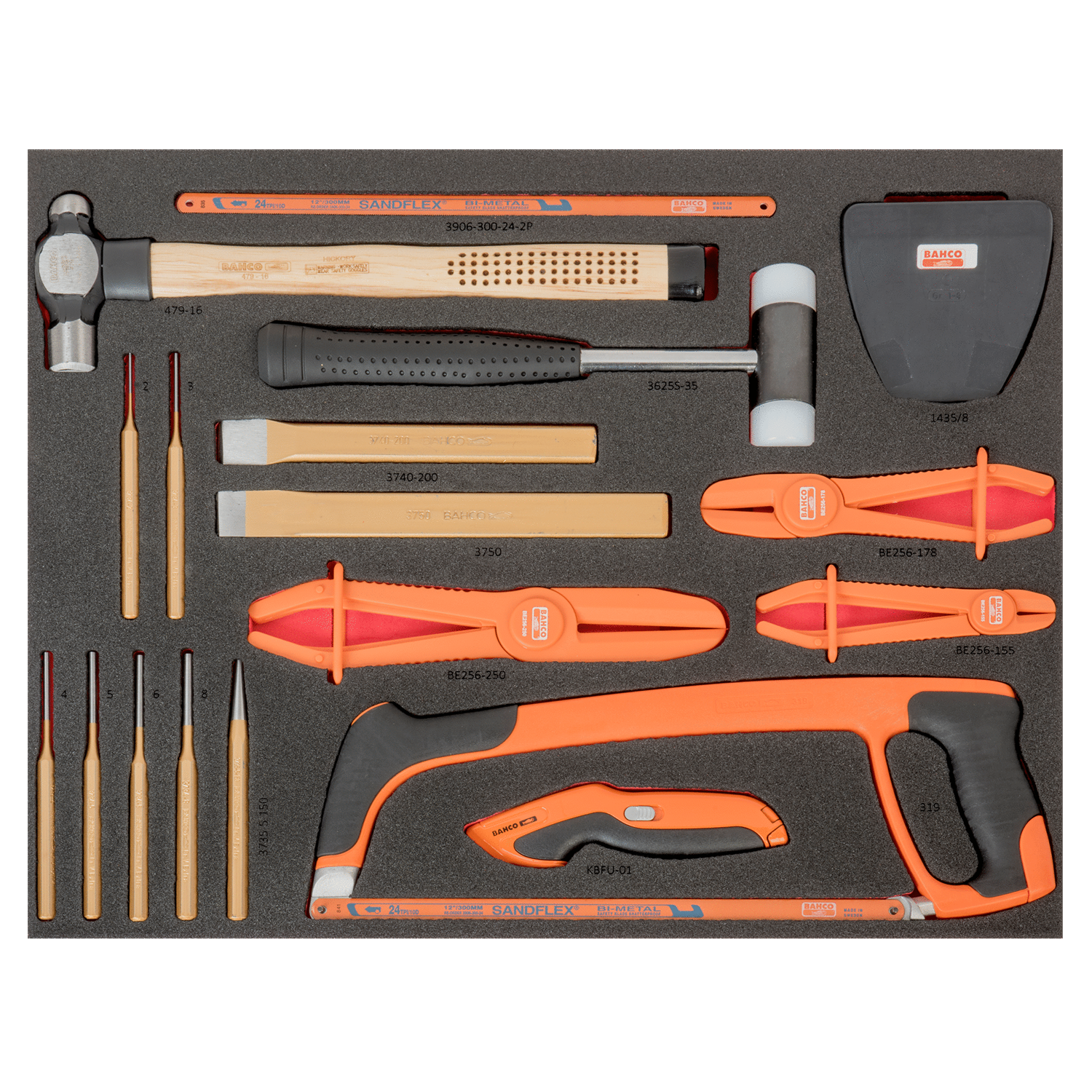 BAHCO FF1A224LM Fit&Go 3/3 Foam Laser Marked Inlay Hose Clamp Set - Premium Hose Clamp Set from BAHCO - Shop now at Yew Aik.