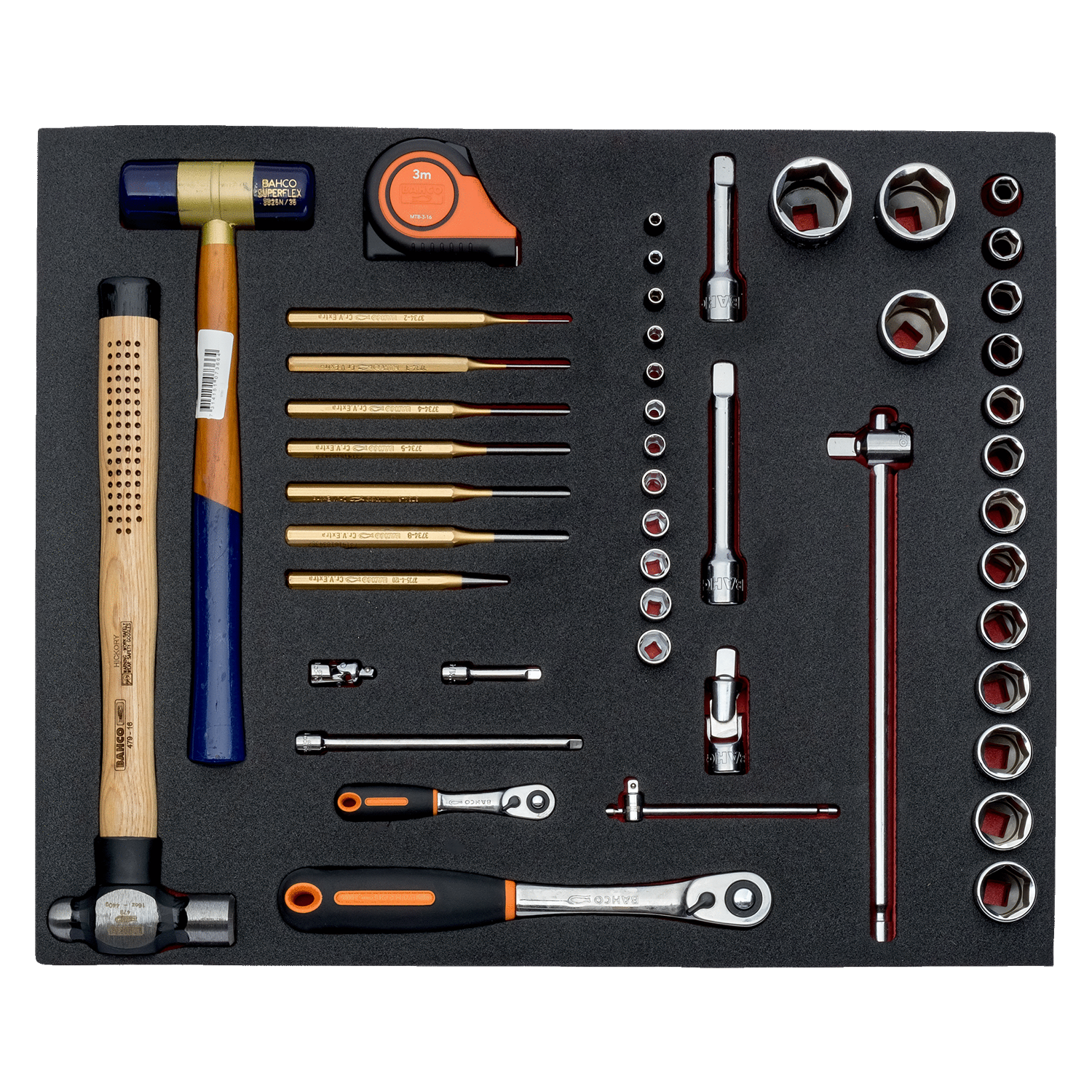BAHCO FF1A28 Fit&Go 3/3 Foam Inlay Socket and Striking Set-48 Pcs - Premium Socket and Striking Set from BAHCO - Shop now at Yew Aik.