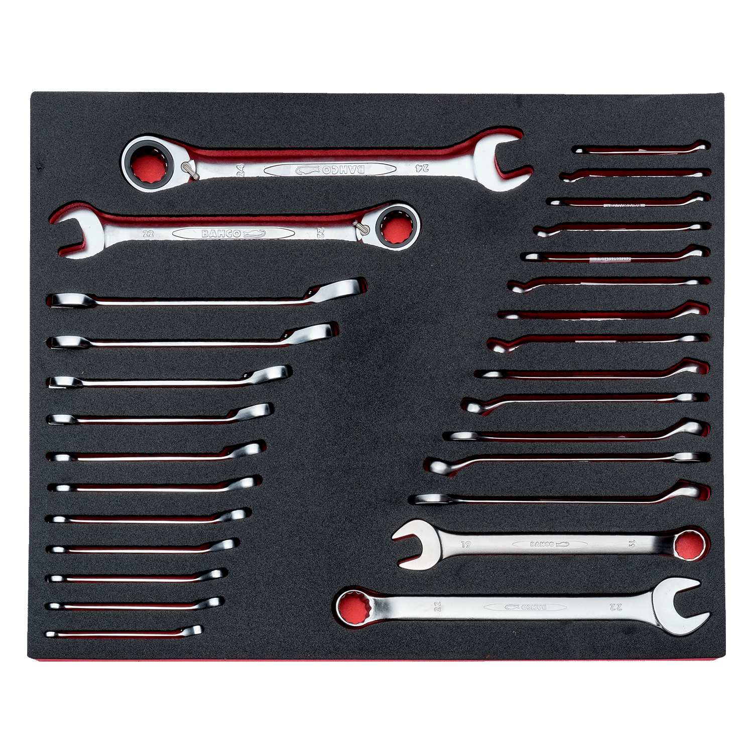 BAHCO FF1A3005 3/3 Foam Combination and Ratcheting Wrench Set - Premium Combination and Ratcheting Wrench Set from BAHCO - Shop now at Yew Aik.
