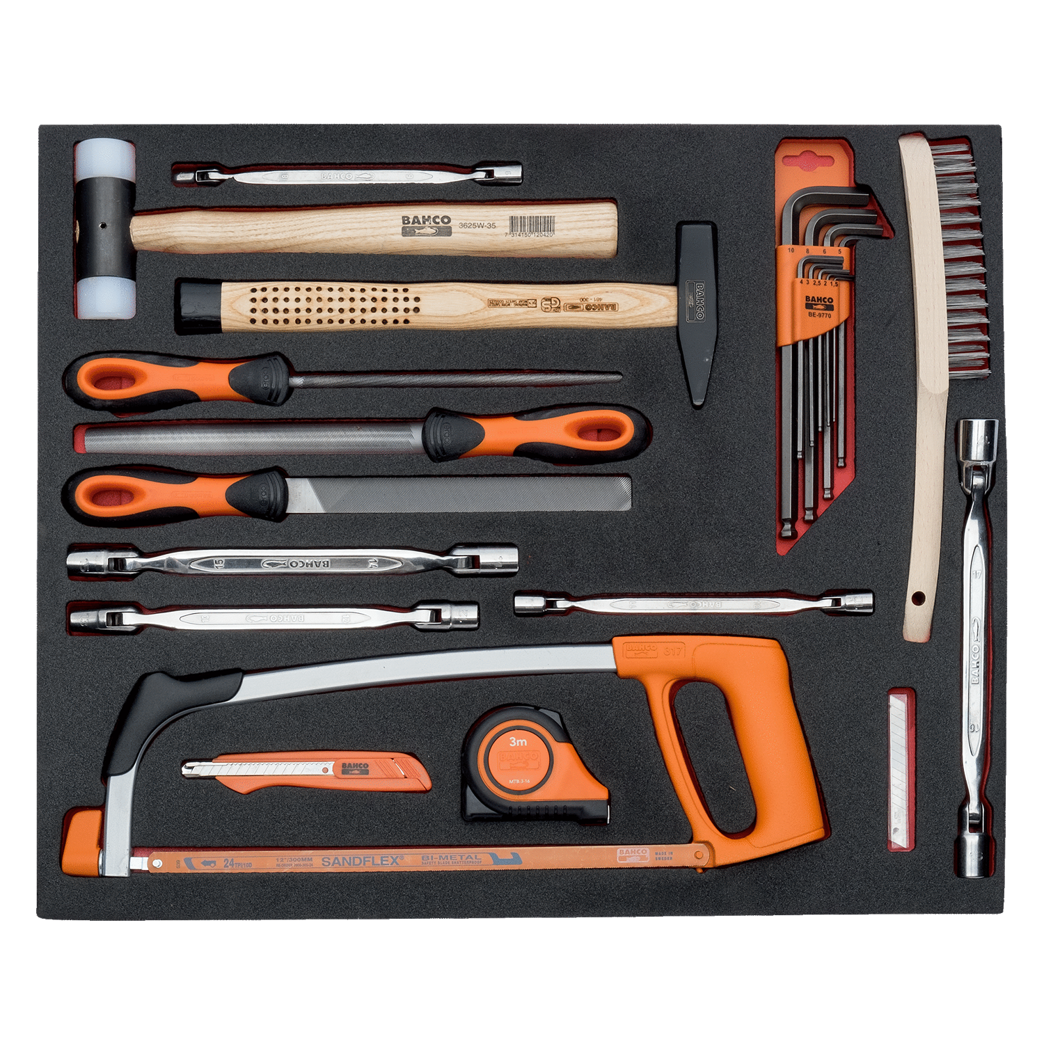 BAHCO FF1A35 Fit&Go 3/3 Foam Inlay Striking and File Set - 24 Pcs - Premium Striking and File Set from BAHCO - Shop now at Yew Aik.