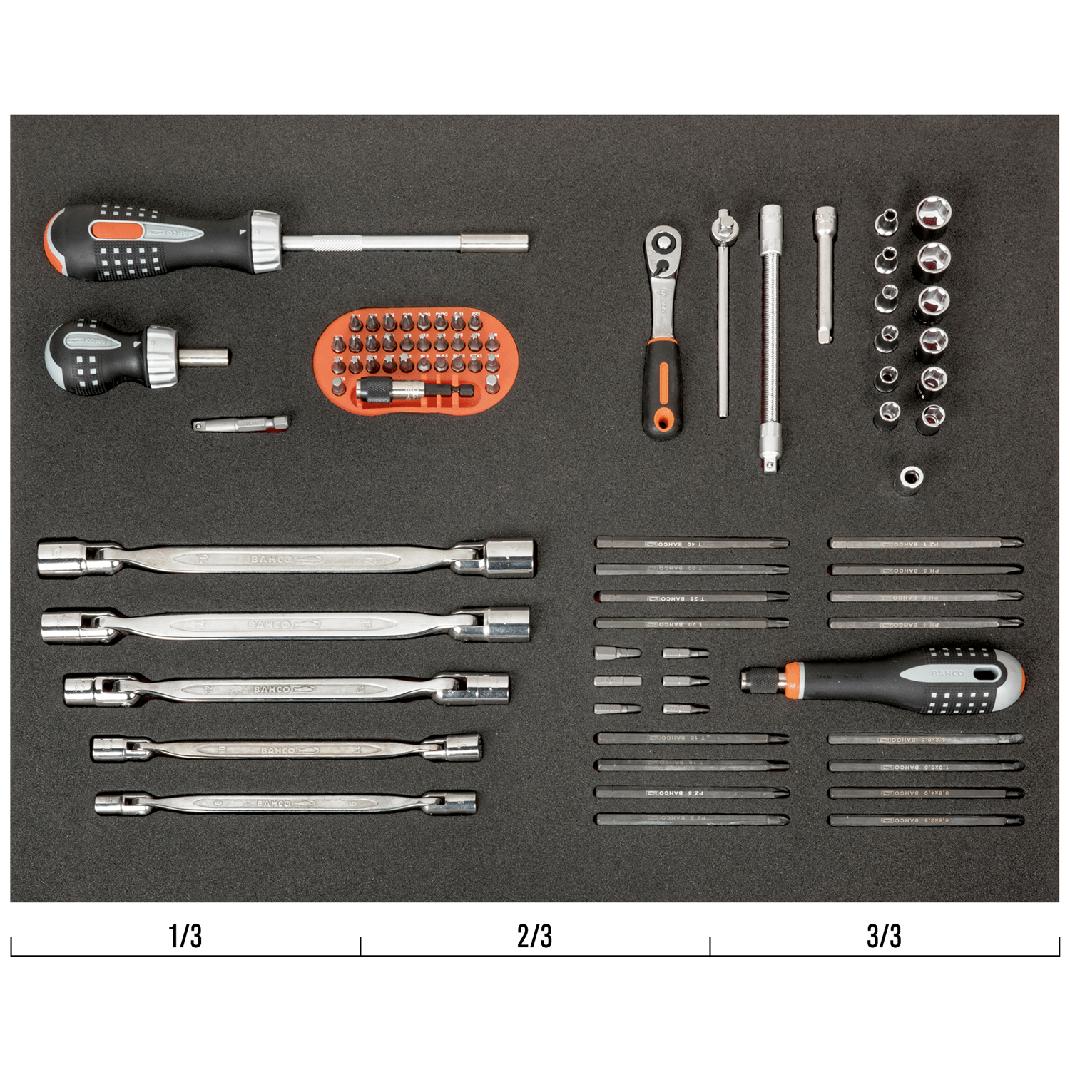 BAHCO FF1A36 Fit&Go 3/3 Foam Inlay Screwdriver/Socket Set-89 Pcs - Premium Socket Set from BAHCO - Shop now at Yew Aik.