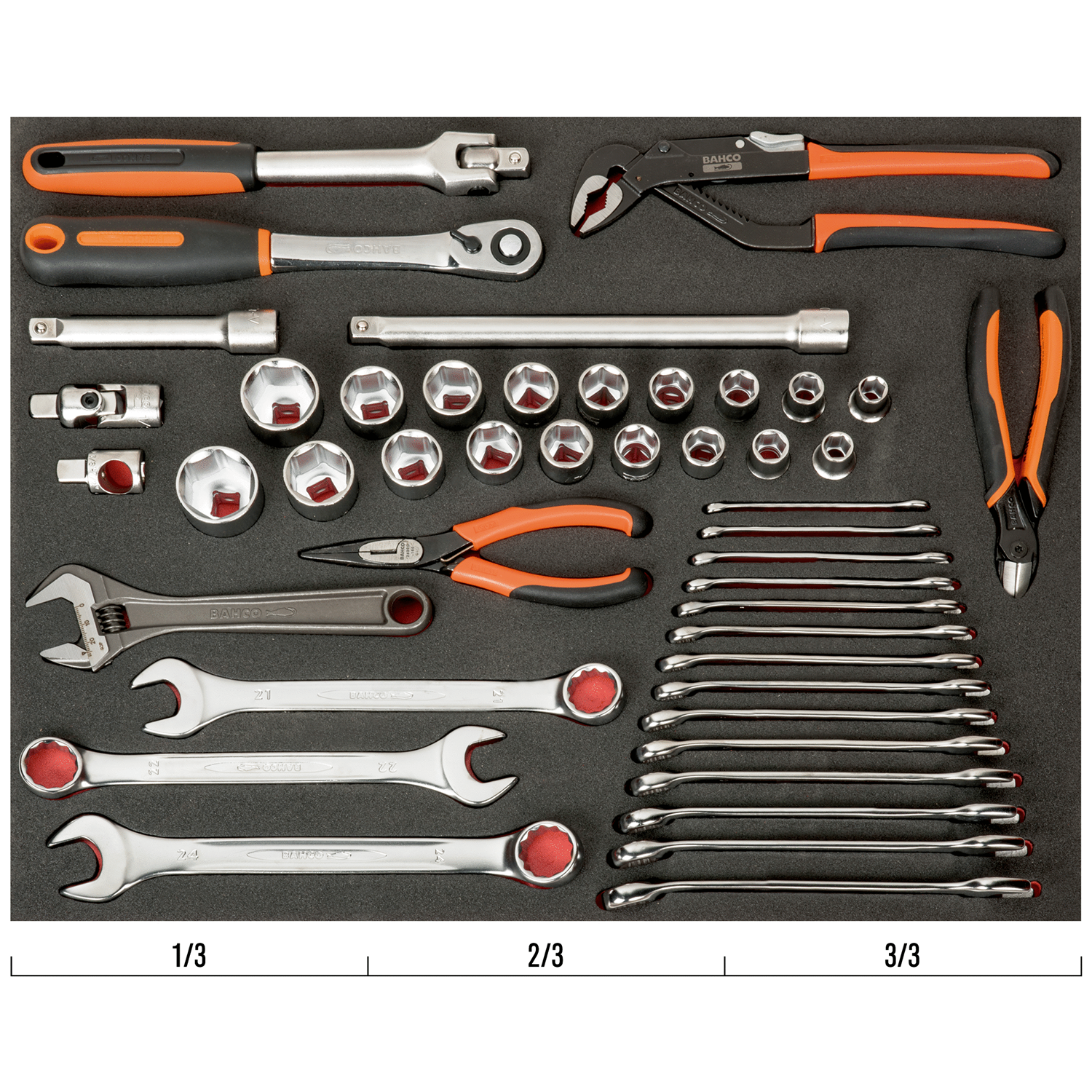 BAHCO FF1A37 Fit&Go 3/3 Foam Inlay Socket and Wrench Set - 46 Pcs - Premium Socket and Wrench Set from BAHCO - Shop now at Yew Aik.