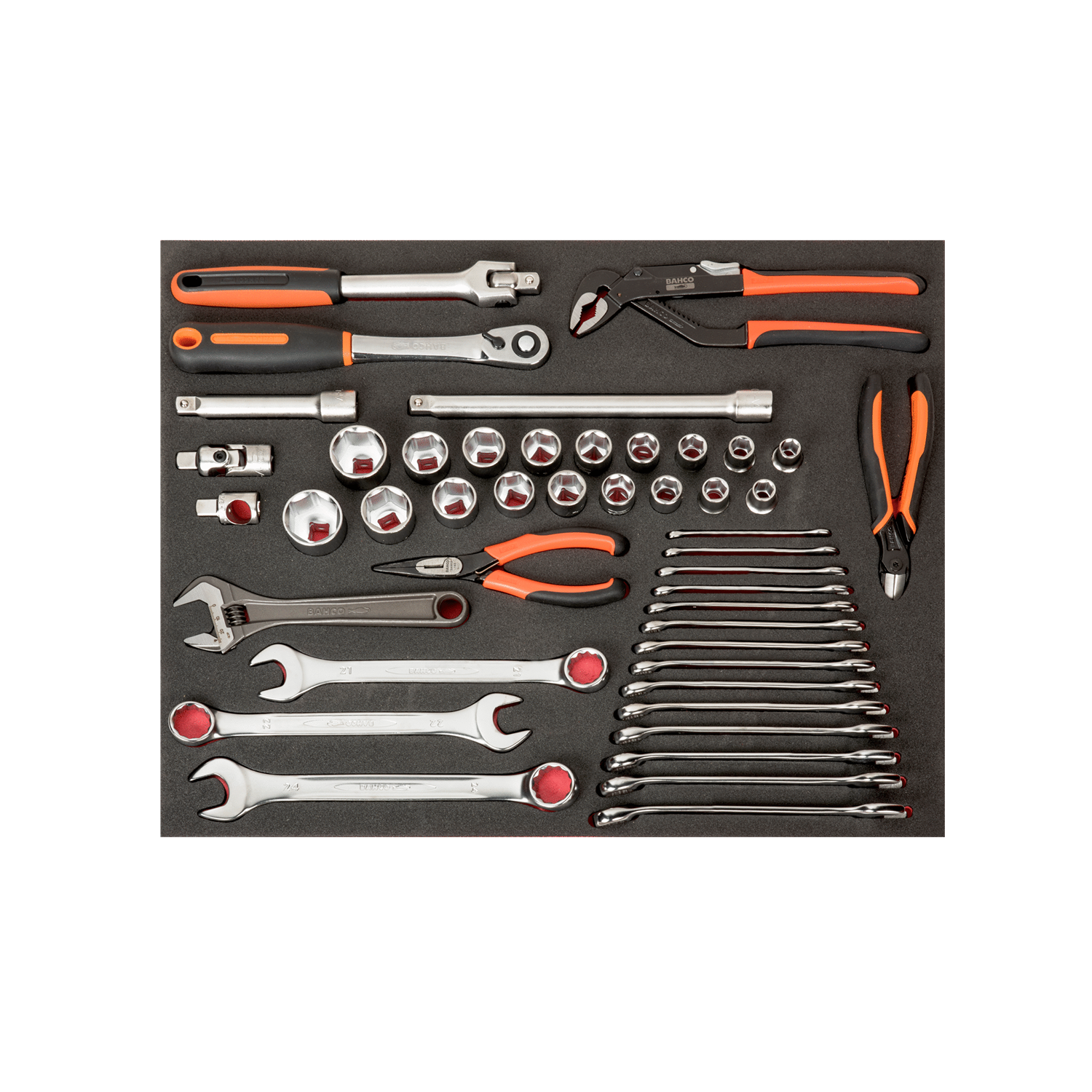 BAHCO FF1A37 Fit&Go 3/3 Foam Inlay Socket and Wrench Set - 46 Pcs - Premium Socket and Wrench Set from BAHCO - Shop now at Yew Aik.