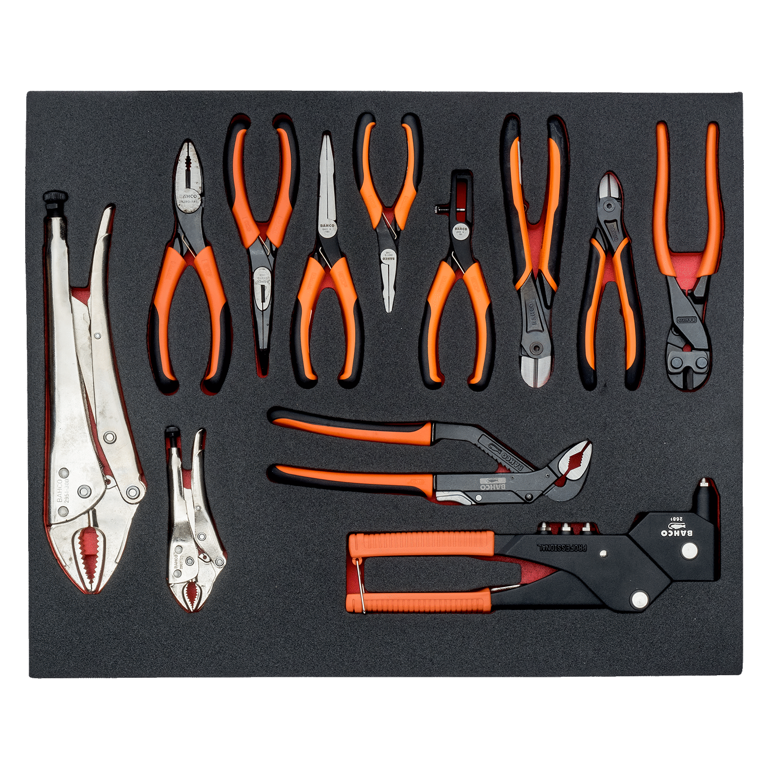 BAHCO FF1A4001 Fit&Go 3/3 Foam Inlay Pliers Set - 12 Pcs - Premium Pliers Set from BAHCO - Shop now at Yew Aik.