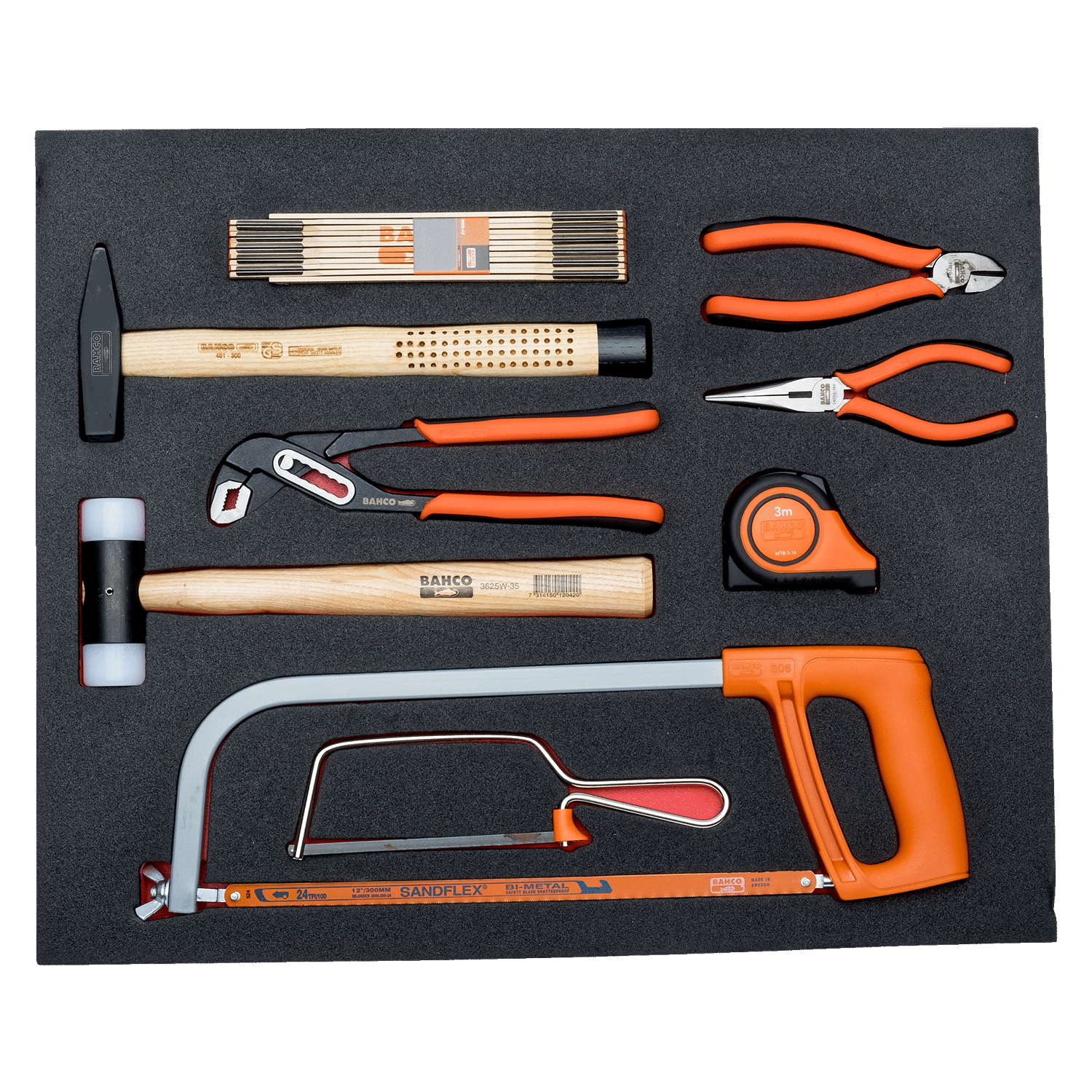 BAHCO FF1A41 Fit&Go 3/3 Foam Inlay Striking and Saw Set - 9 Pcs - Premium Striking and Saw Set from BAHCO - Shop now at Yew Aik.
