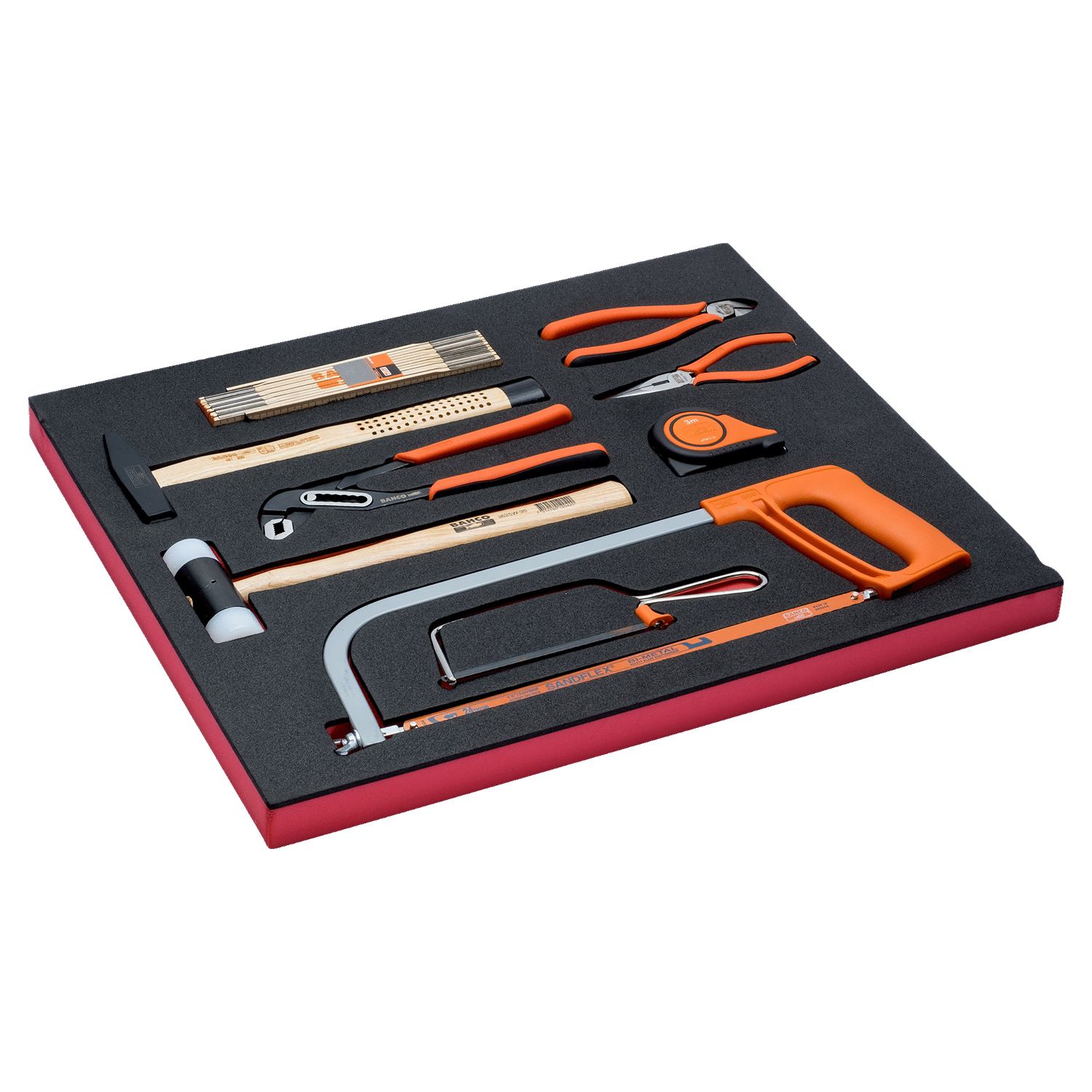 BAHCO FF1A41 Fit&Go 3/3 Foam Inlay Striking and Saw Set - 9 Pcs - Premium Striking and Saw Set from BAHCO - Shop now at Yew Aik.