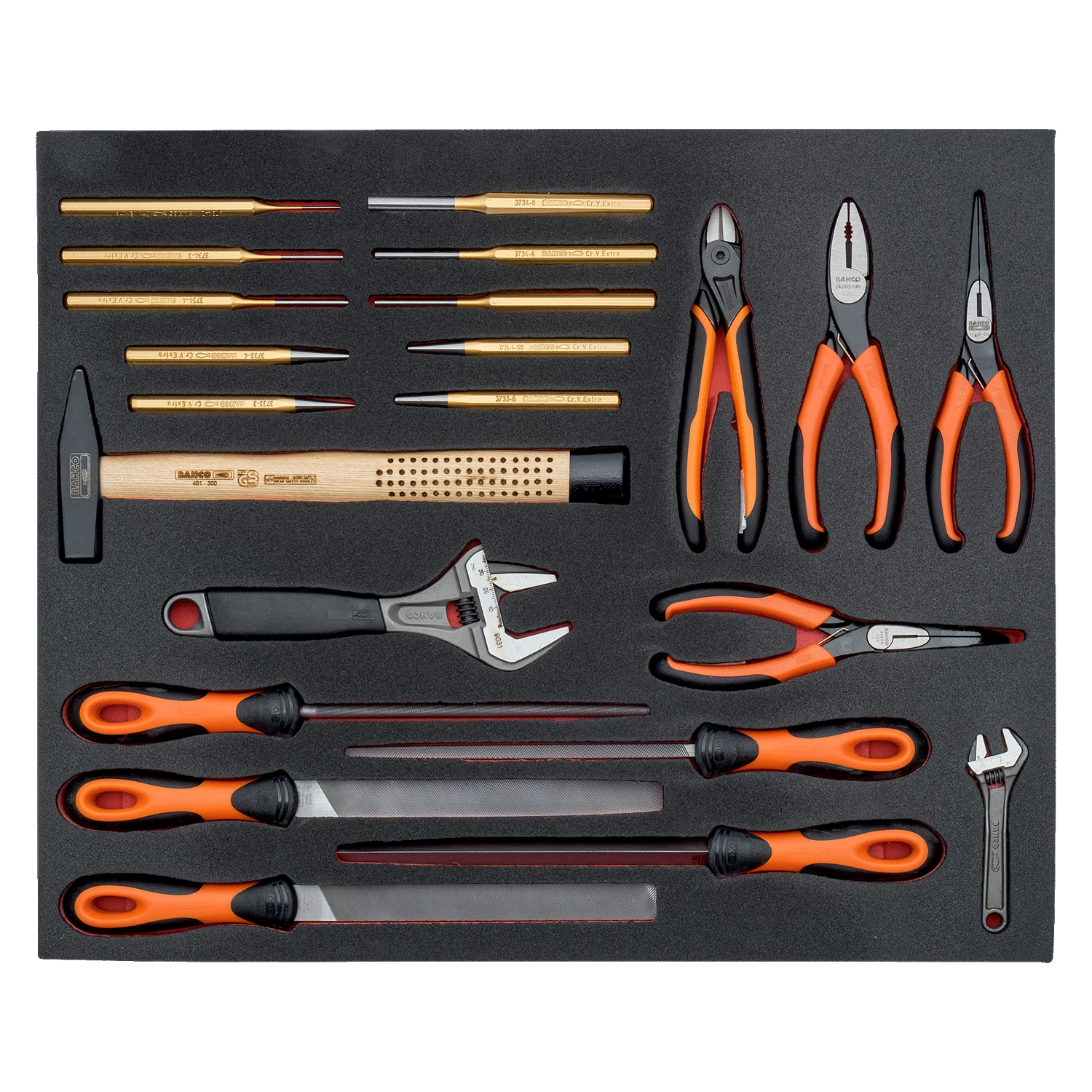 BAHCO FF1A5010 Fit&Go 3/3 Foam Inlay Adjustable Wrench/Pliers Set - Premium Pliers Set from BAHCO - Shop now at Yew Aik.