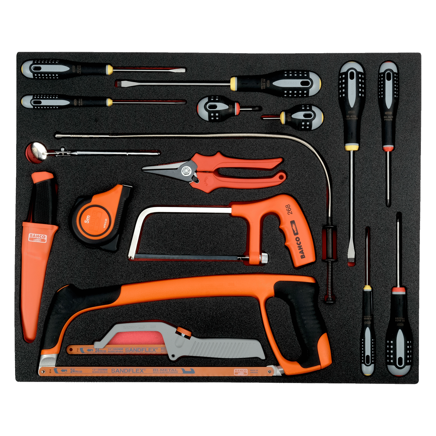 BAHCO FF1A5015 Fit&Go 3/3 Foam Inlay Screwdriver/ Hacksaw Set - Premium Screwdriver from BAHCO - Shop now at Yew Aik.