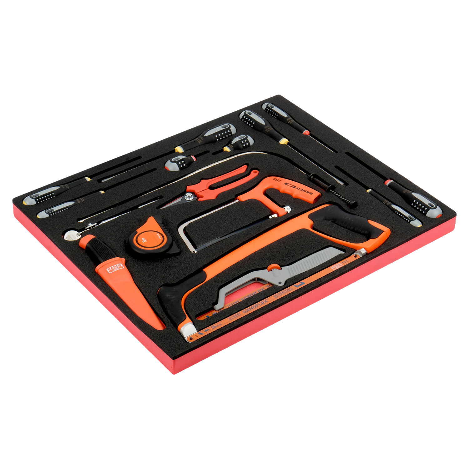 BAHCO FF1A5015 Fit&Go 3/3 Foam Inlay Screwdriver/ Hacksaw Set - Premium Screwdriver from BAHCO - Shop now at Yew Aik.