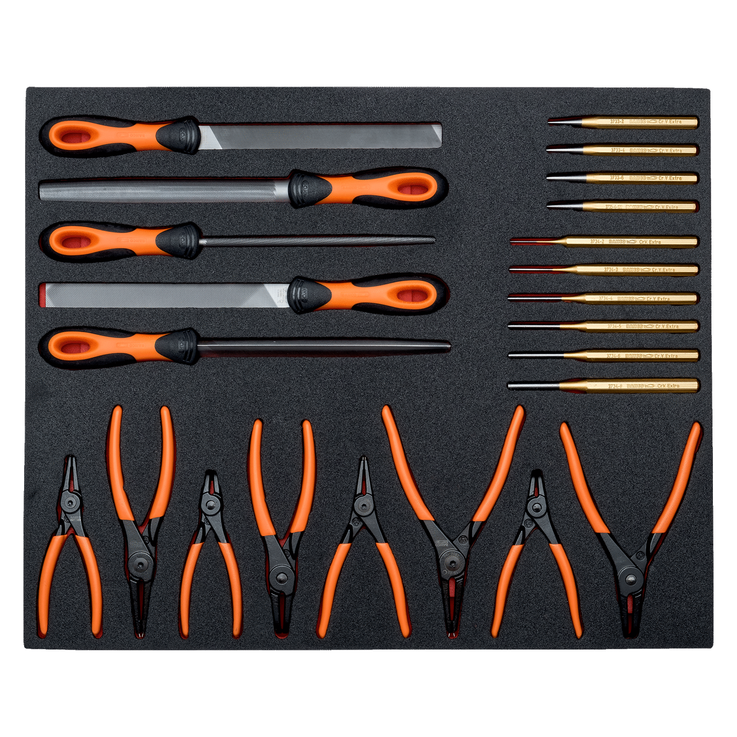 BAHCO FF1A51 Fit&Go 3/3 Foam Inlay File/Pliers/Punch Set - 23 Pcs - Premium Punch Set from BAHCO - Shop now at Yew Aik.