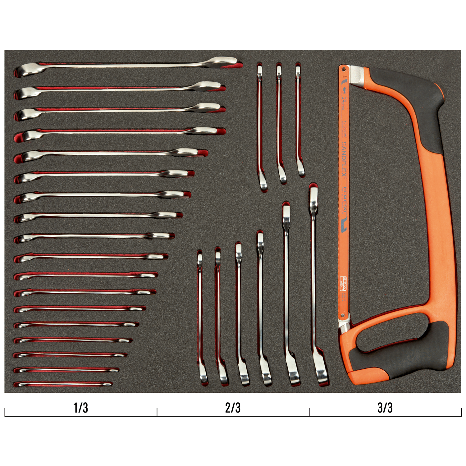 BAHCO FF1A65 Fit&Go 3/3 Foam Inlay Wrenches/Hand Hacksaw Set - Premium Hand Hacksaw Set from BAHCO - Shop now at Yew Aik.