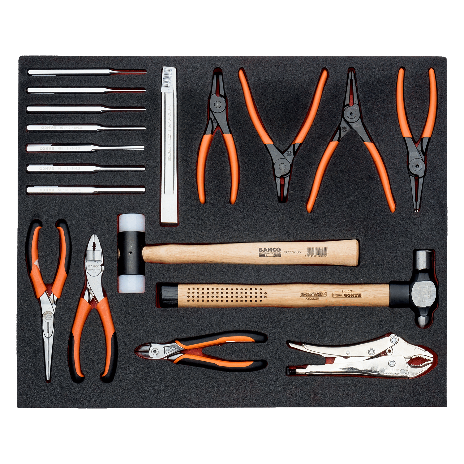 BAHCO FF1A72 Fit&Go 3/3 Foam Inlay Automotive Pliers Set - 18 Pcs - Premium Automotive Pliers Set from BAHCO - Shop now at Yew Aik.