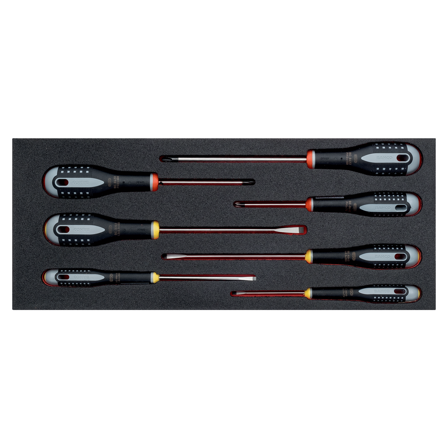 BAHCO FF1E1001 Fit&Go 1/3 Foam Inlay 4 Slotted Screwdriver Set - Premium Screwdriver Set from BAHCO - Shop now at Yew Aik.