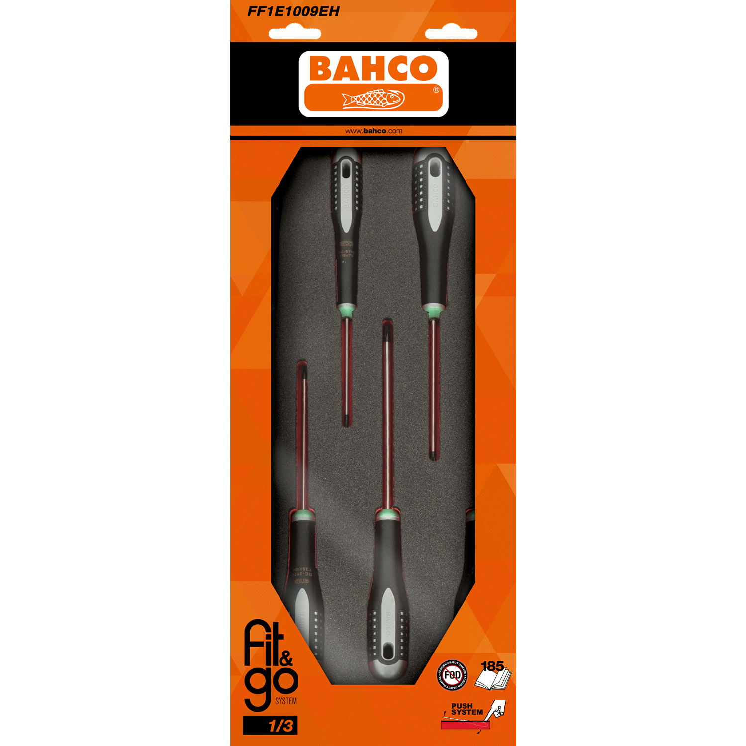 BAHCO FF1E1009EH Fit&Go 1/3 Foam Inlay Torx Screwdriver Set T8T30 - Premium Screwdriver Set from BAHCO - Shop now at Yew Aik.