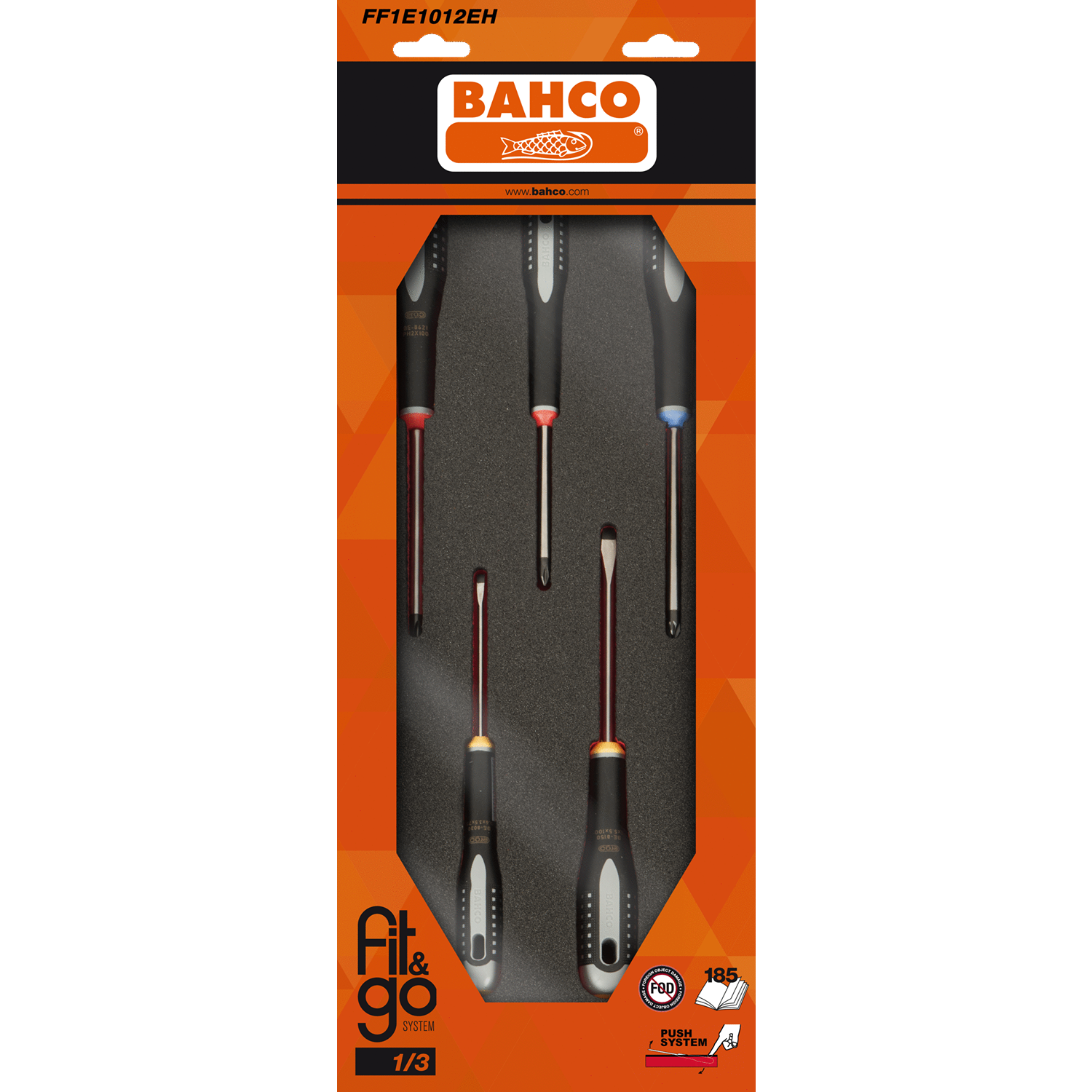 BAHCO FF1E1012EH Fit&Go 1/3 Foam Inlay ERGO Blade Screwdriver Set - Premium Screwdriver Set from BAHCO - Shop now at Yew Aik.