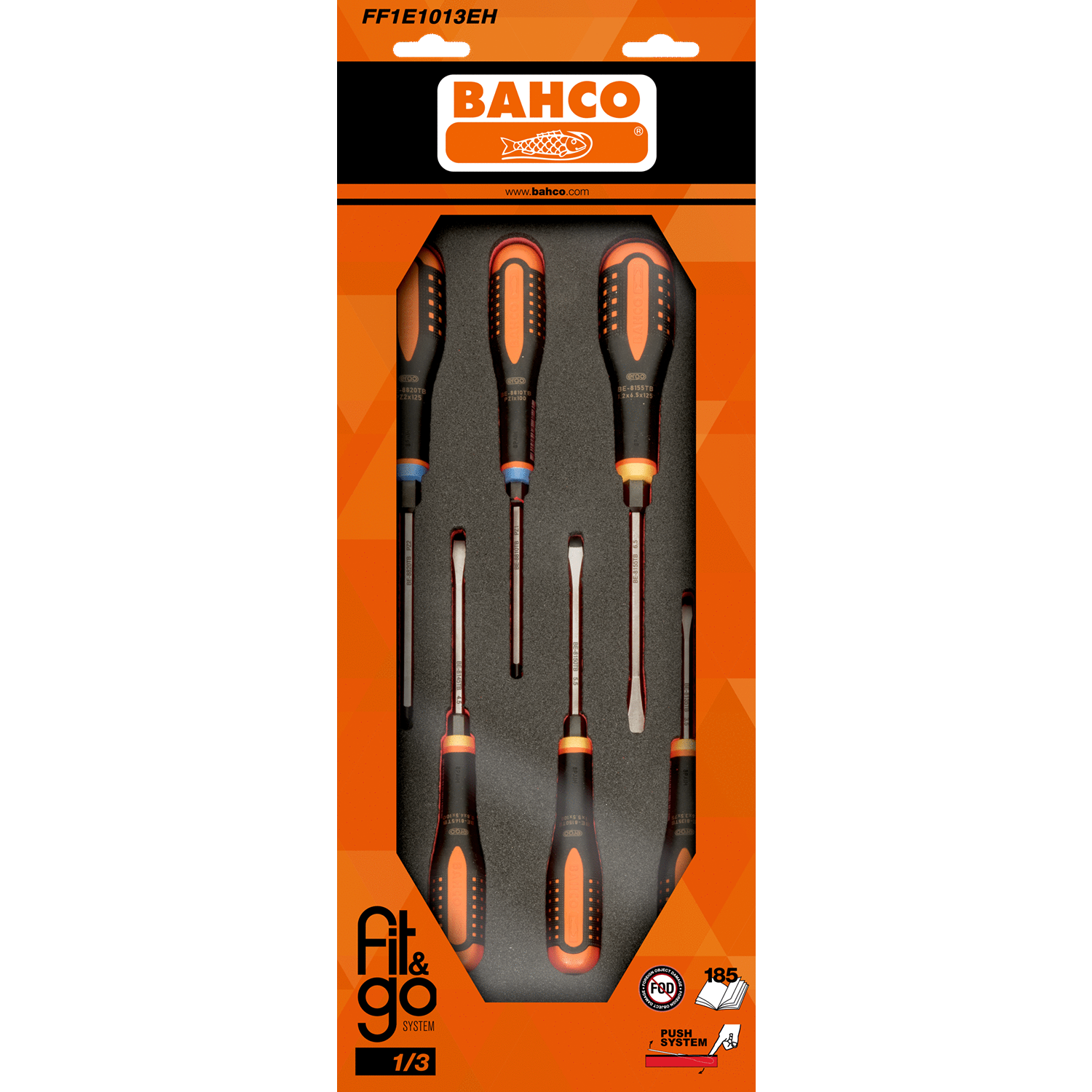 BAHCO FF1E1013EH Fit&Go 1/3 Foam Inlay ERGO Blade Screwdriver Set - Premium Screwdriver Set from BAHCO - Shop now at Yew Aik.